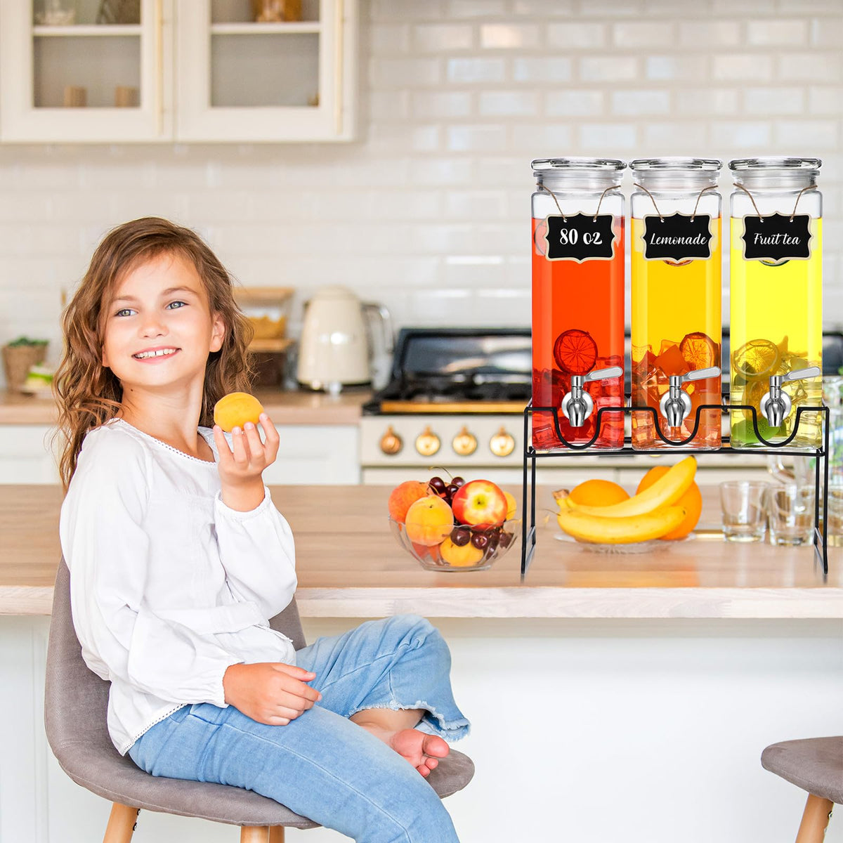 80 oz Glass Drink Dispenser with Stand and Spigot K8091