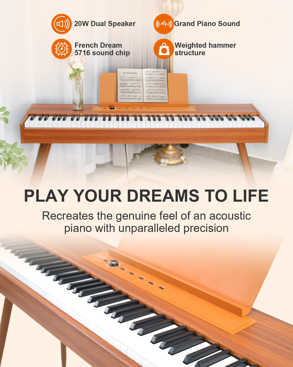 88 Key Full Weighted Hammer-Action Digital Piano with Stand J428700