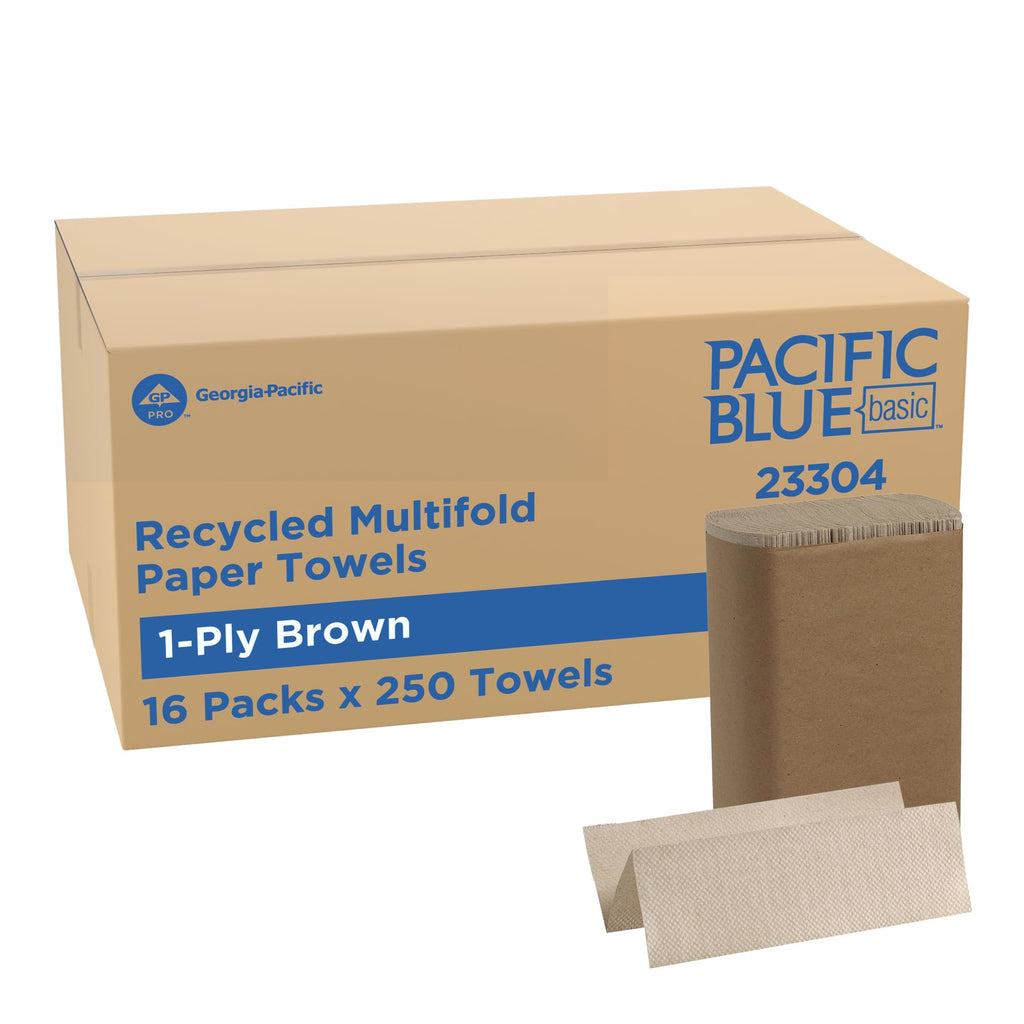 Brown 1-Ply Multifold Paper Towels, 250 Per Pack, 16 Packs K408113