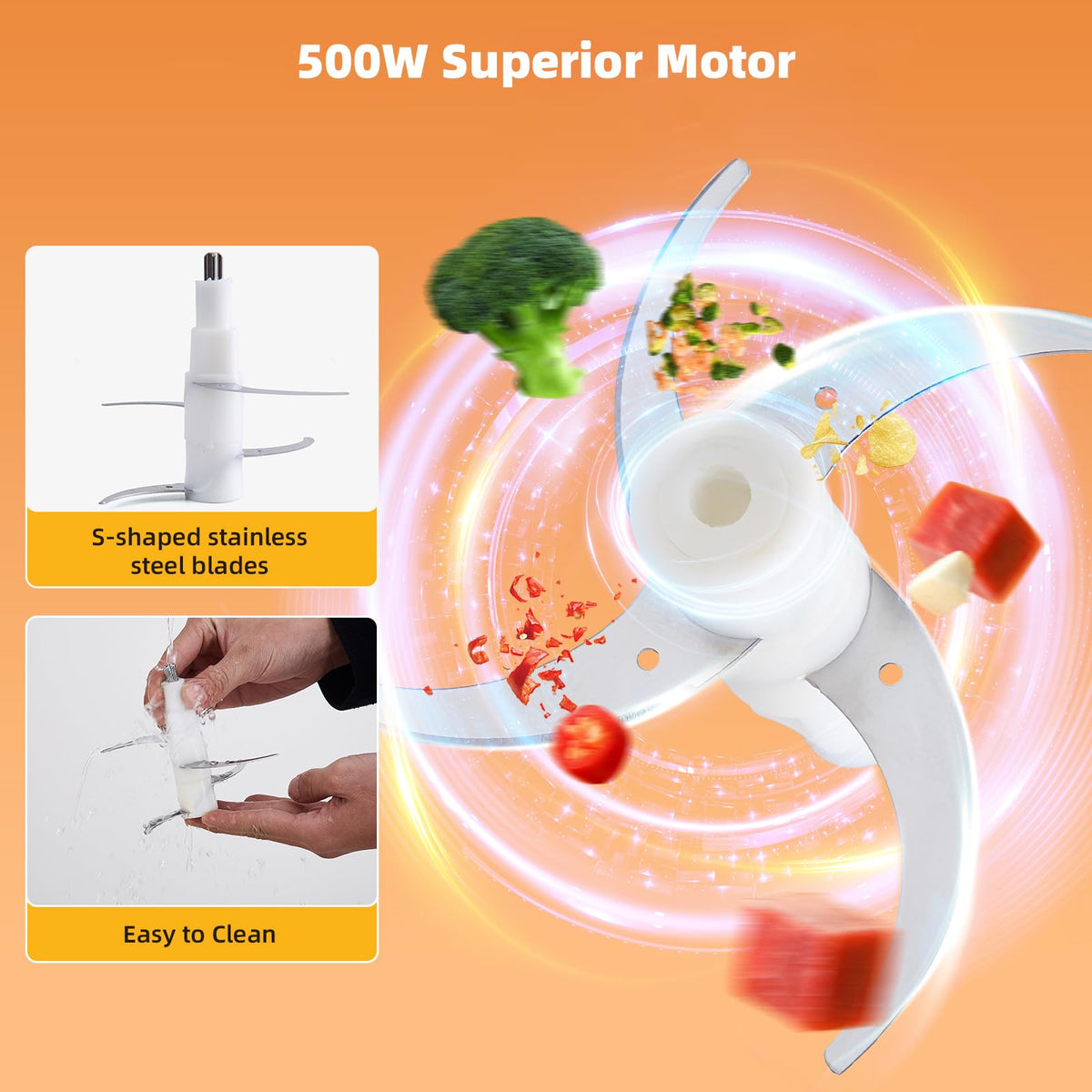 500W Stainless Steel 8-Cup Glass Bowl Food Processor P907196