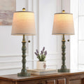 Set of 2 Turquoise Table Lamp with Fabric Lamp Shade M772987