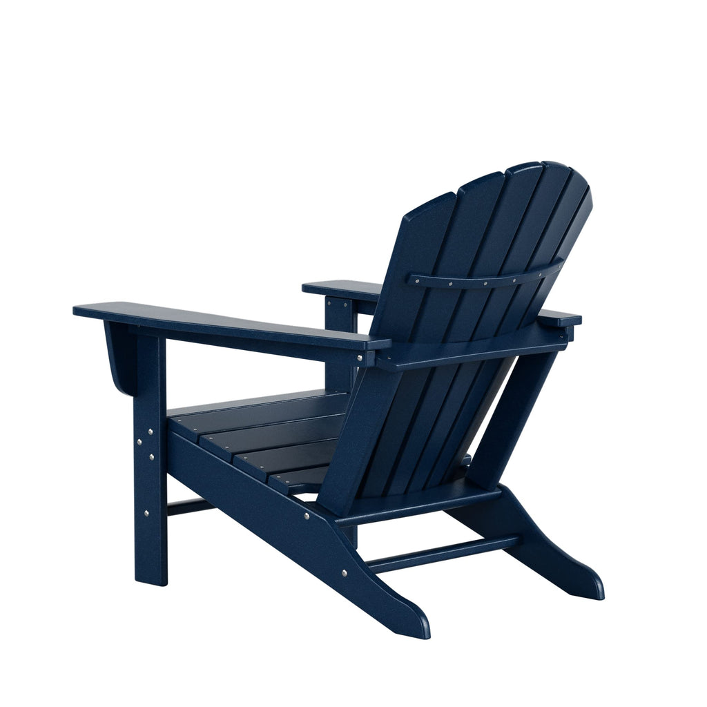 2pcs Navy Blue HDPE Outdoor Adirondack Chairs with Footrest Ottoman Set A62132