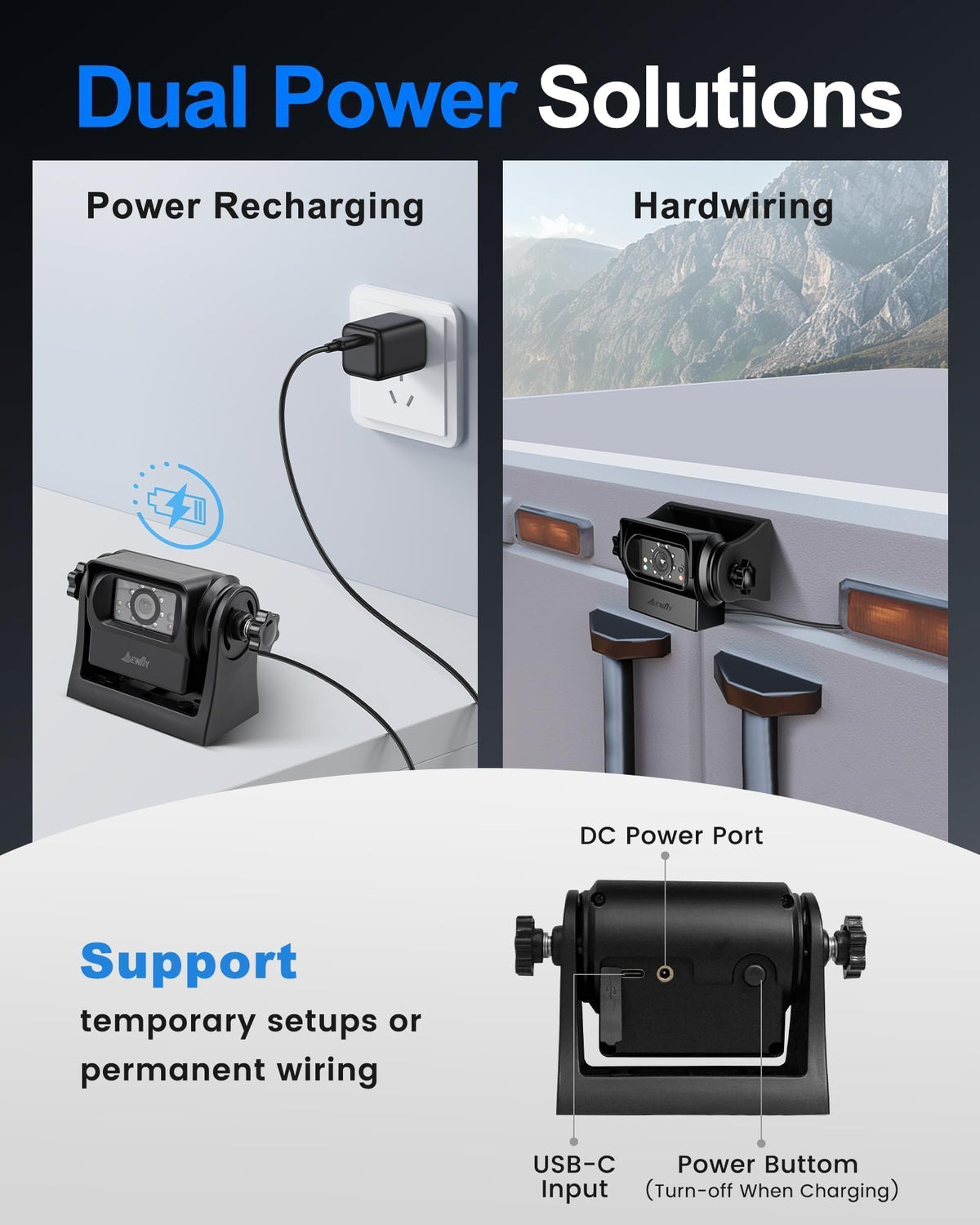 Wireless WiFi Magnetic Backup Camera 7" IPS Monitor HD 1080P Rechargeable Battery Y7031