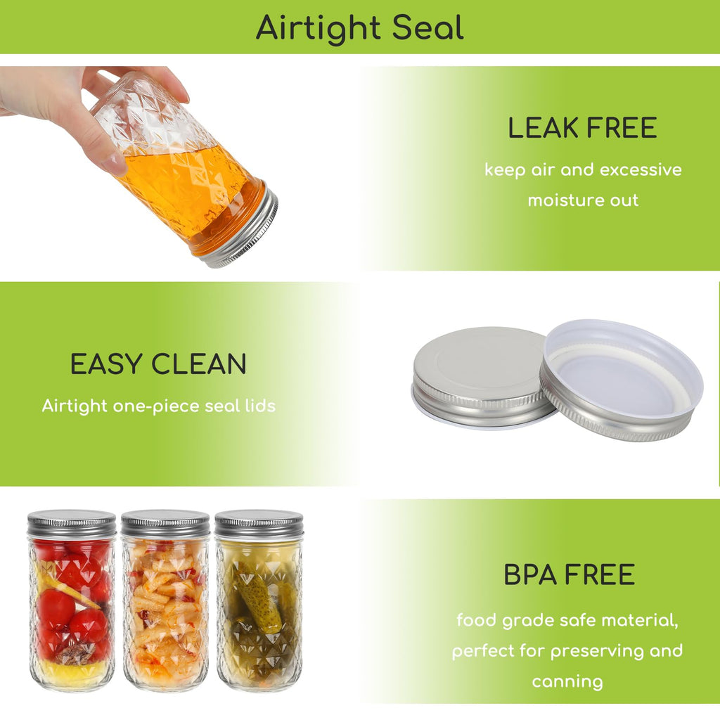 12 oz 20 Pack Glass Mason Jars with Airtight Lids X900