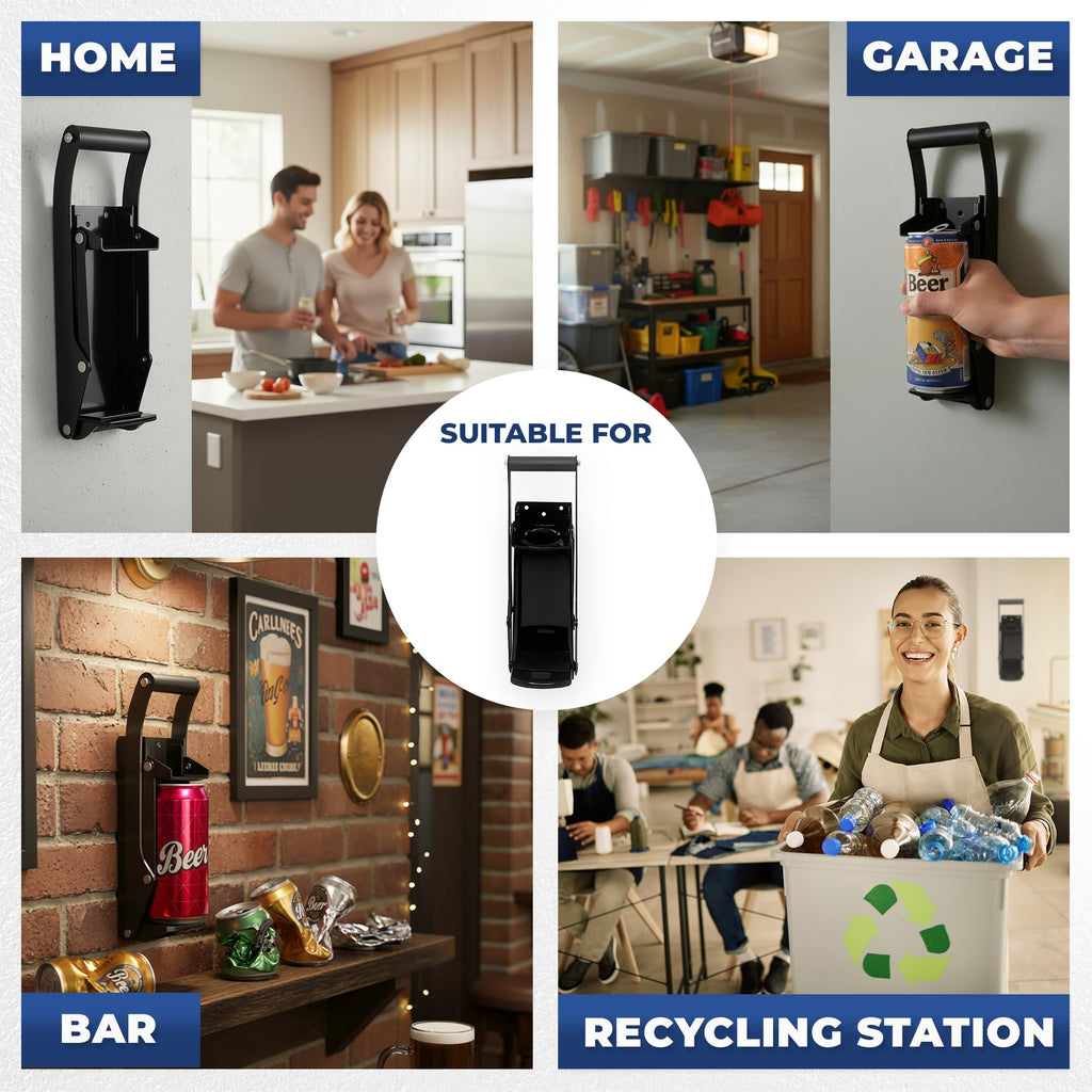 Wall Mounted Heavy Duty Can Crusher with Bottle Opener K15037