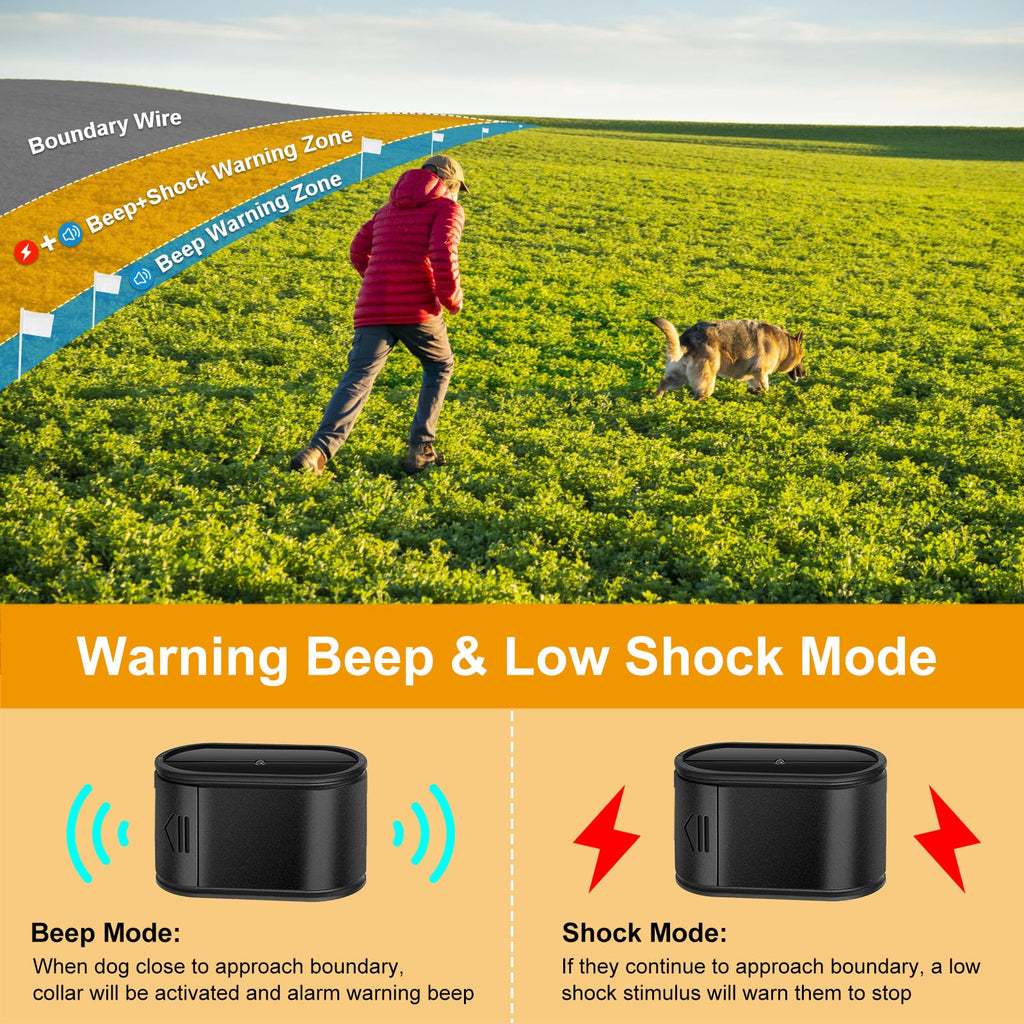 Electric Dog Fence System for 2 Dogs with 2 Waterproof Receiver Collars S989018