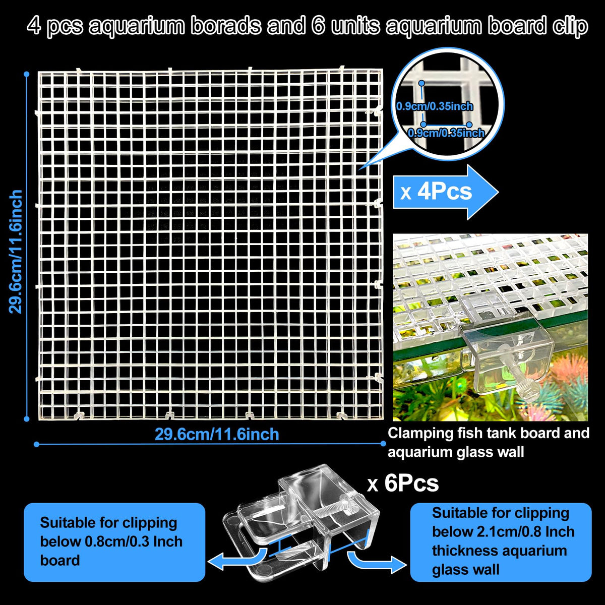 Aquarium Lid Fish Tank Top Cover Plastic Grid Panel Y252654