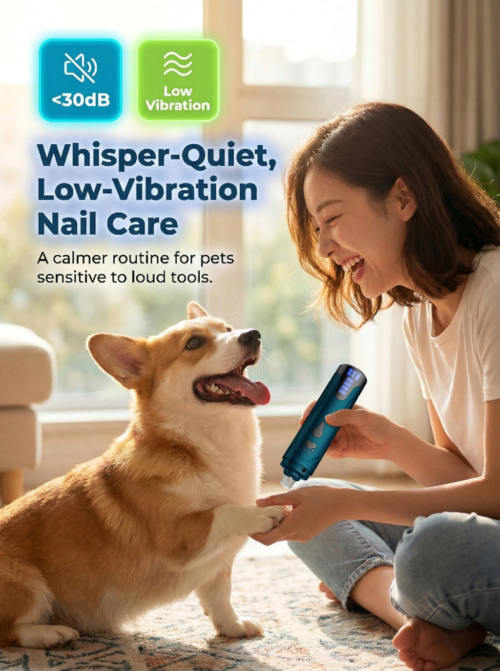Super Quiet Dog Nail Grinder & Clippers Kit with 2 LED Lights G463557