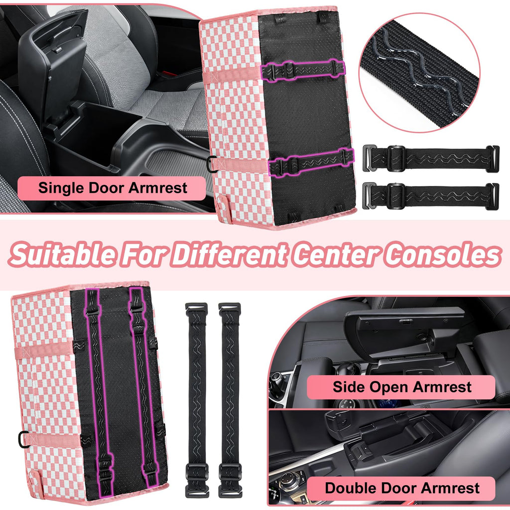 Pink Checkered Foldable Dog Car Seat D5288