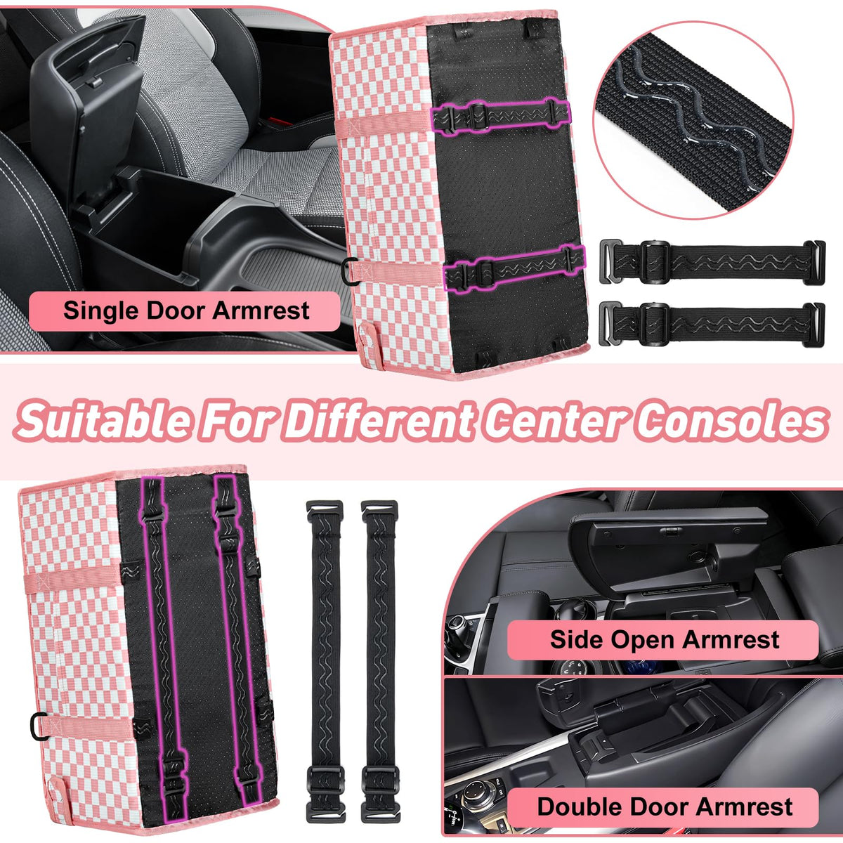 Pink Checkered Foldable Dog Car Seat D5288