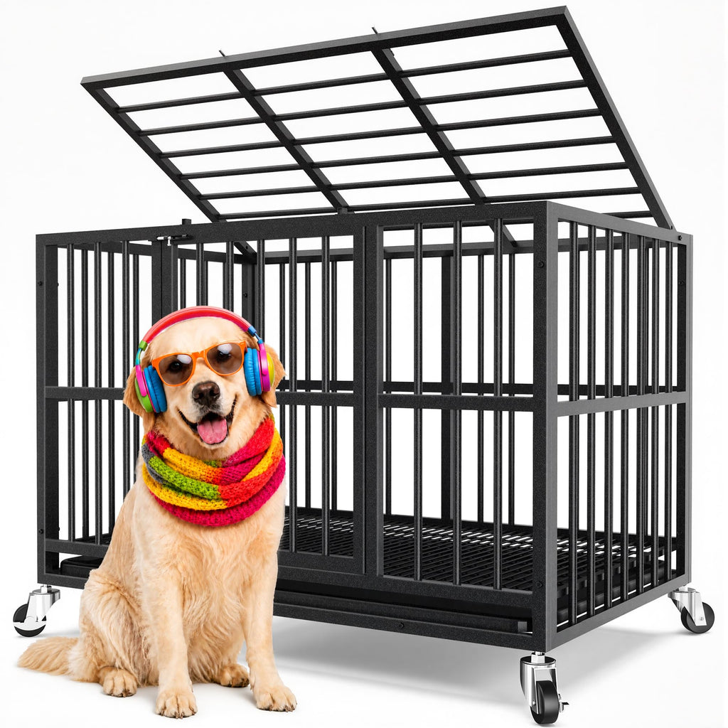 48 Inch Heavy Duty Black Dog Kennel G4633