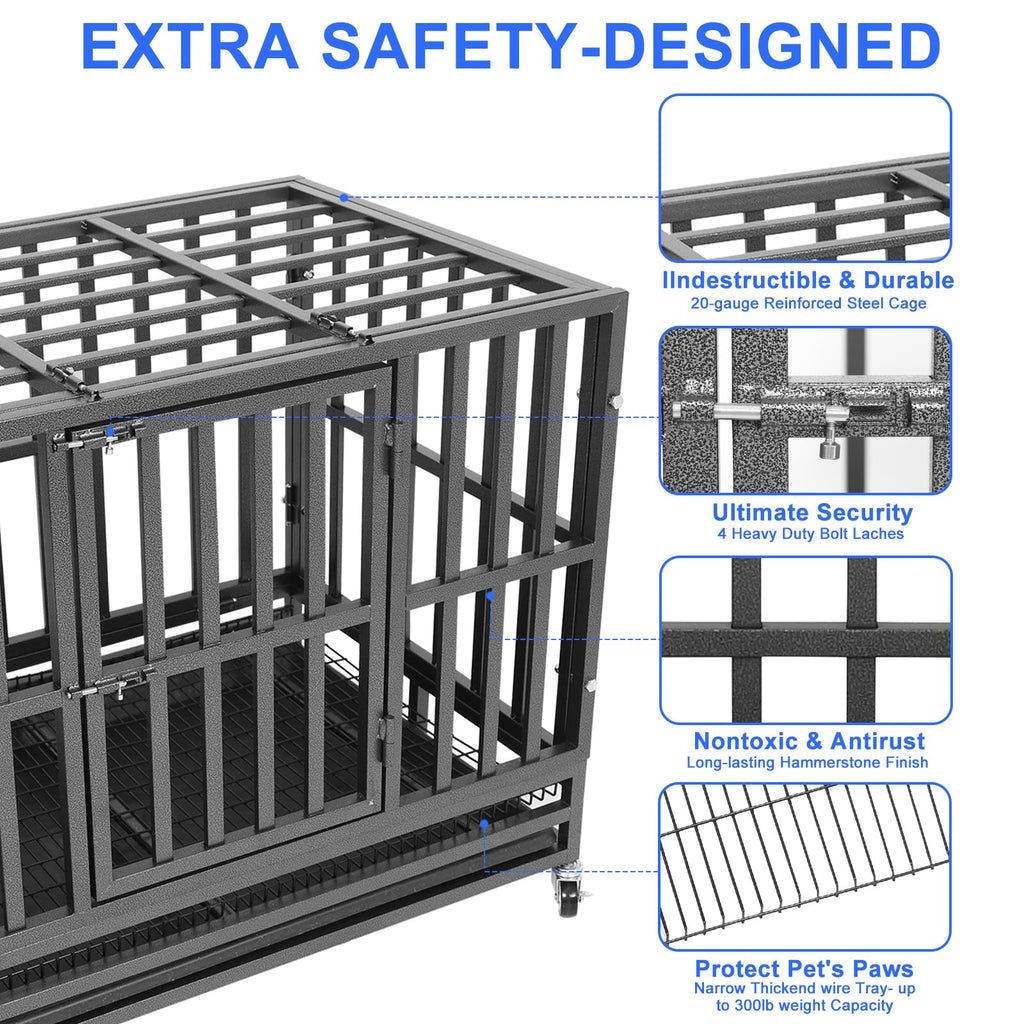 37" Heavy Duty Metal Dog Crate with Removable Tray T886568