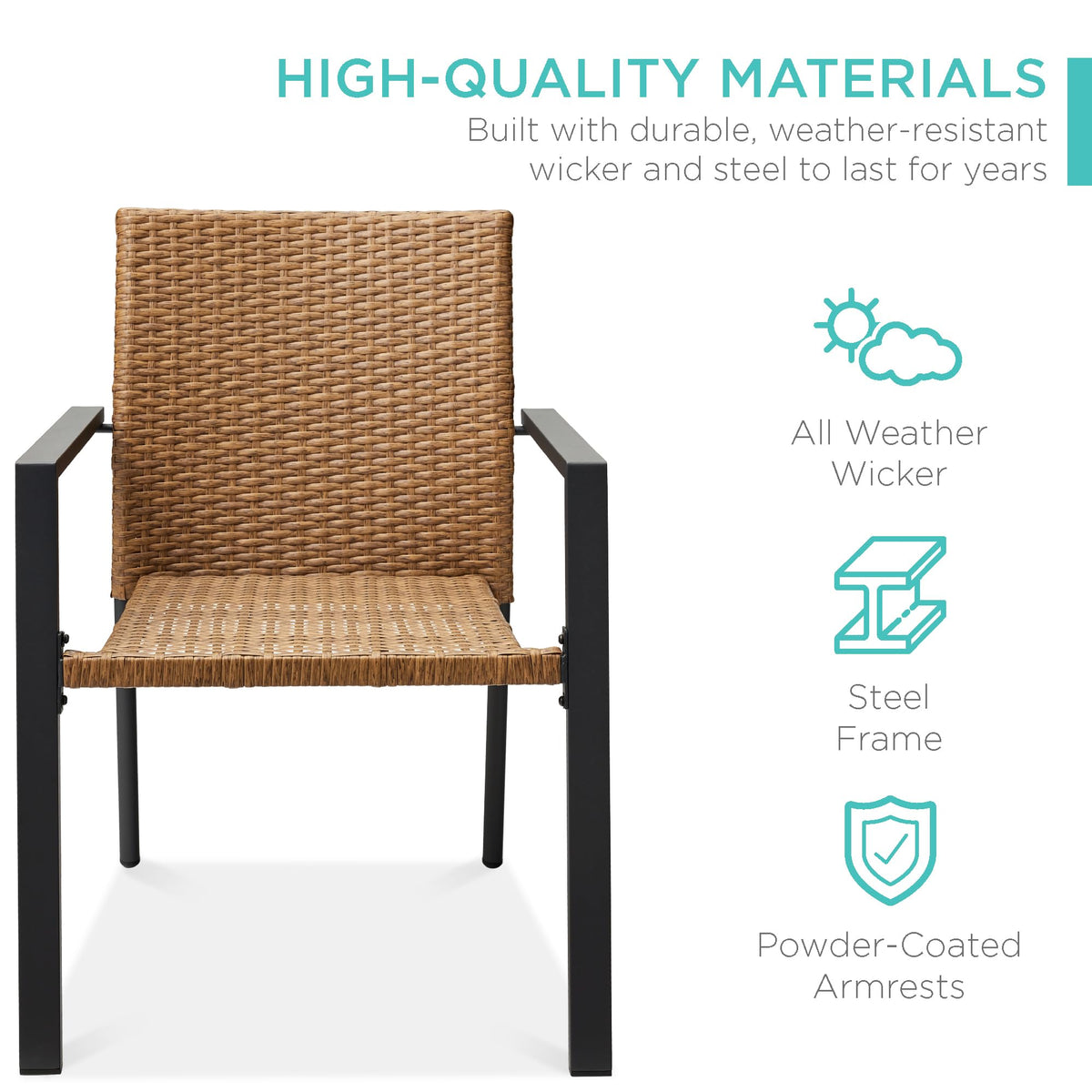 Set of 2 Stackable Outdoor Wicker Dining Chairs C422355