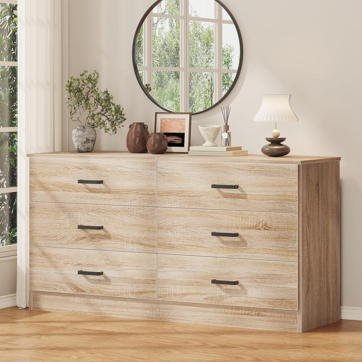 Light Oak 6 Drawer Dresser Y562