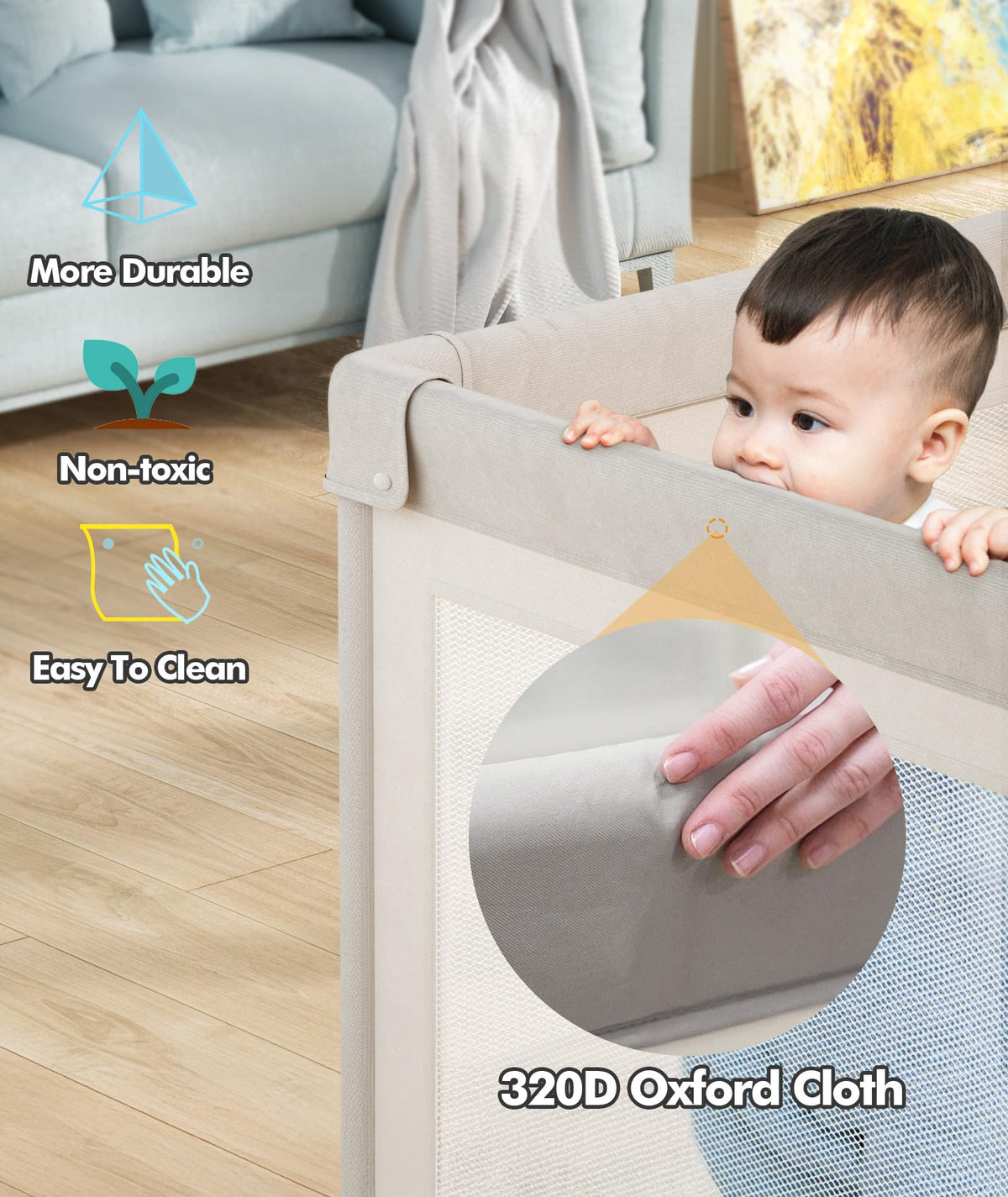 Grey Baby Playpen with Mat V801