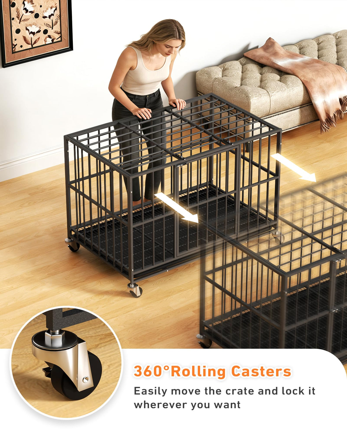48 Inch Heavy Duty Black Dog Kennel G4633