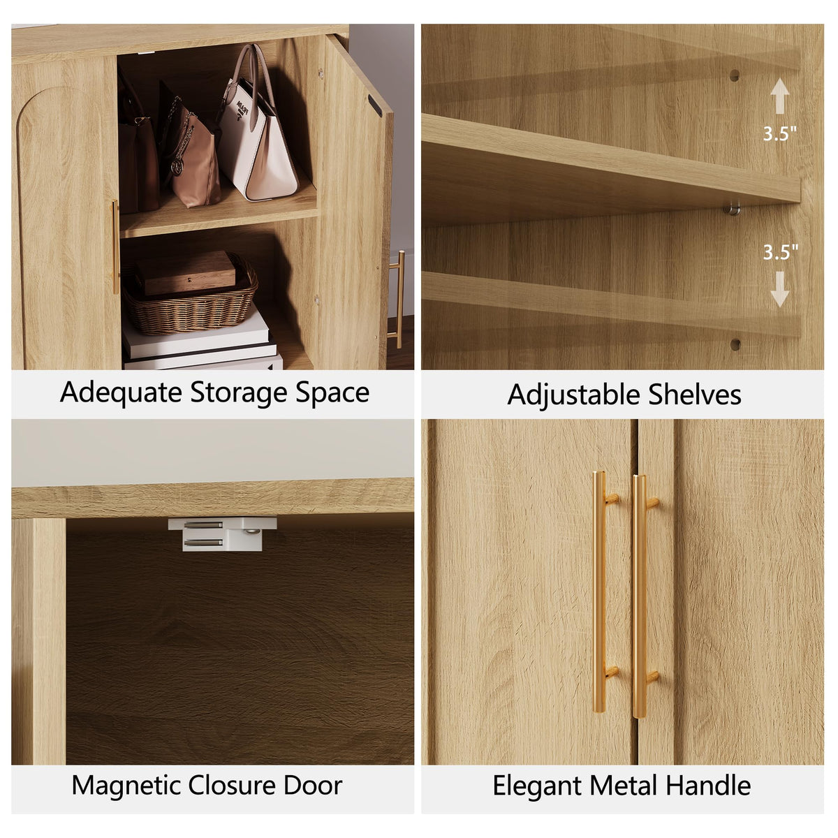 31.5" Oak Sideboard Buffet Cabinet with Storage Q151