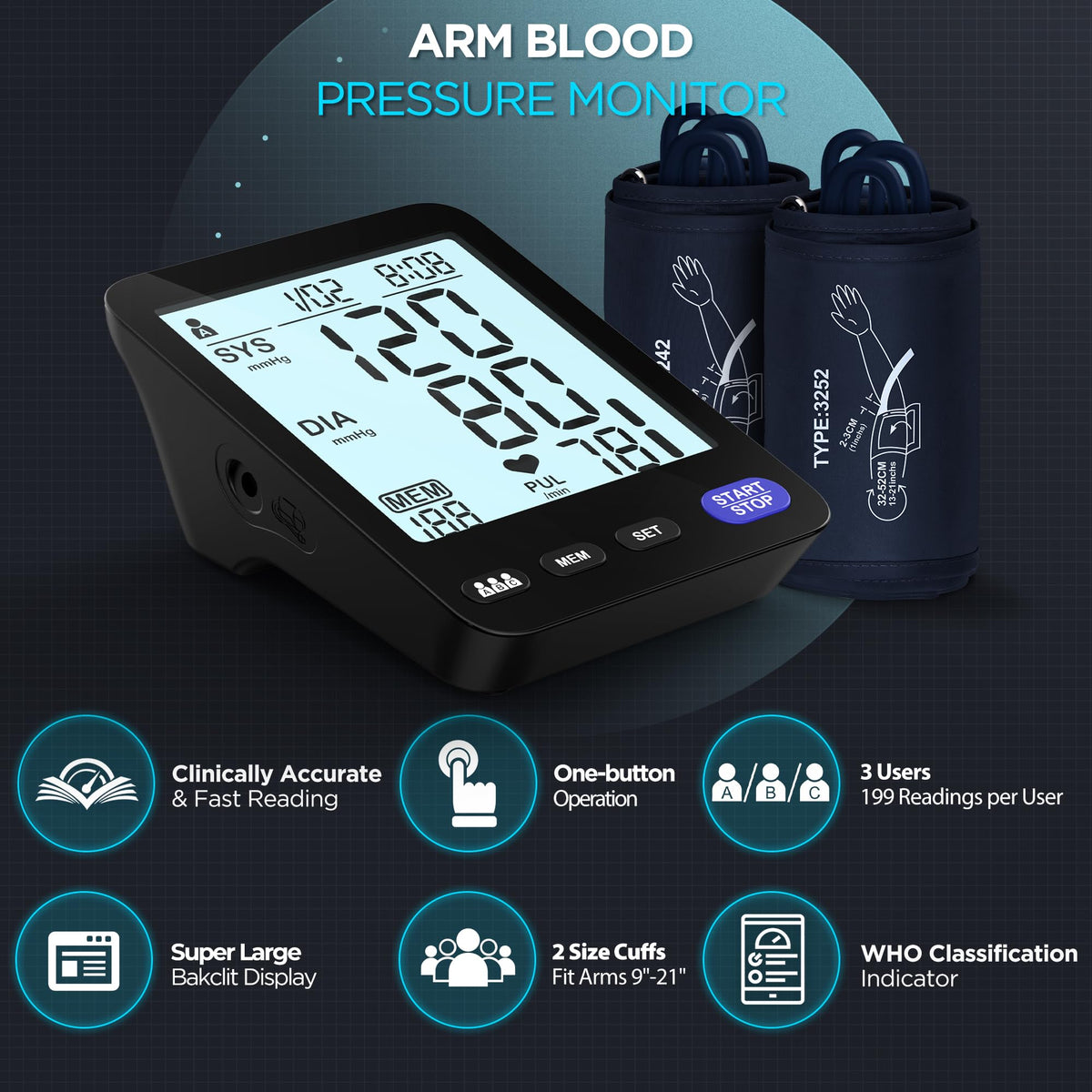 Blood Pressure Machine with 2 Size Cuffs M980199