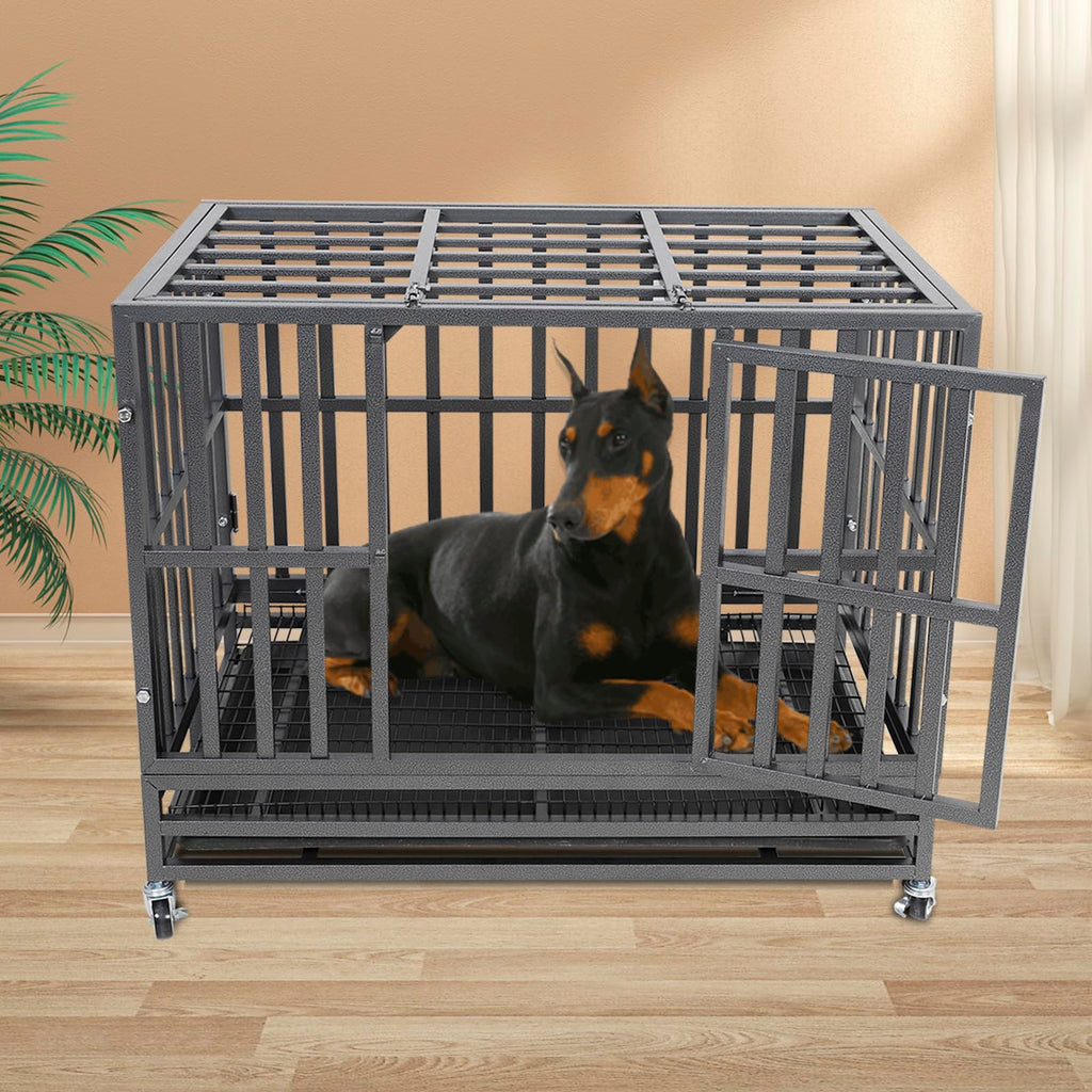 37" Heavy Duty Metal Dog Crate with Removable Tray T886568