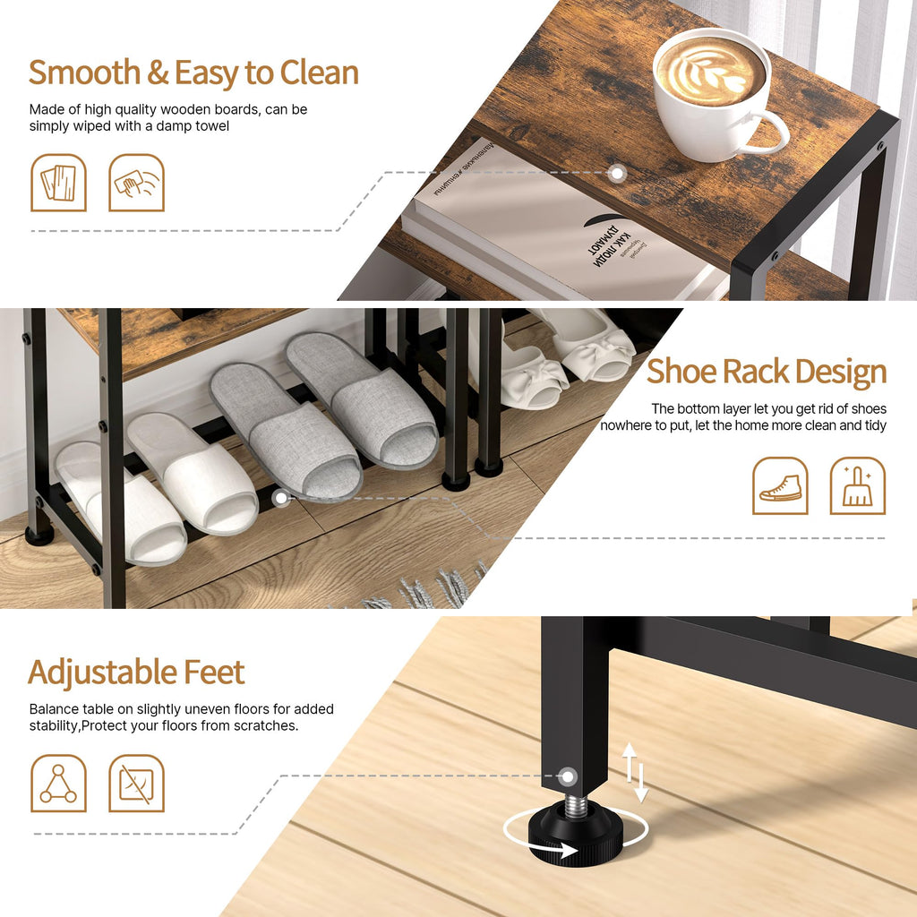 Narrow 2-Tier Side Table with Shelf B14608