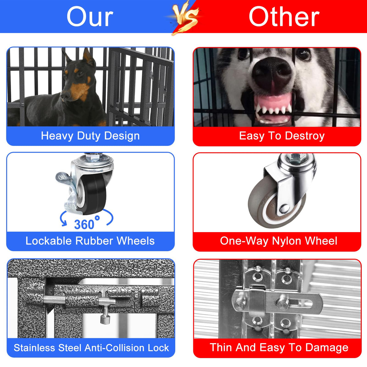 37" Heavy Duty Metal Dog Crate with Removable Tray T886568