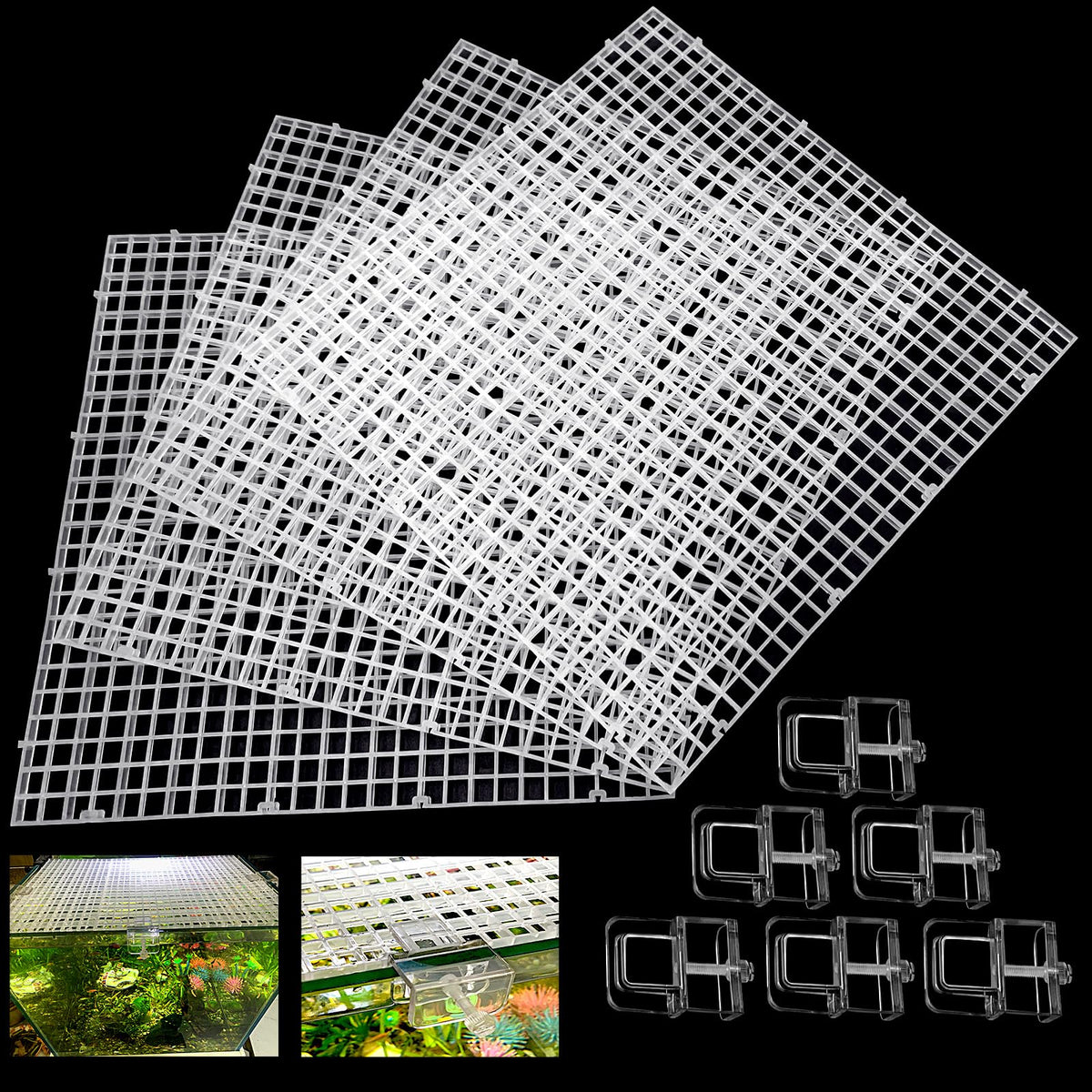 Aquarium Lid Fish Tank Top Cover Plastic Grid Panel Y252654