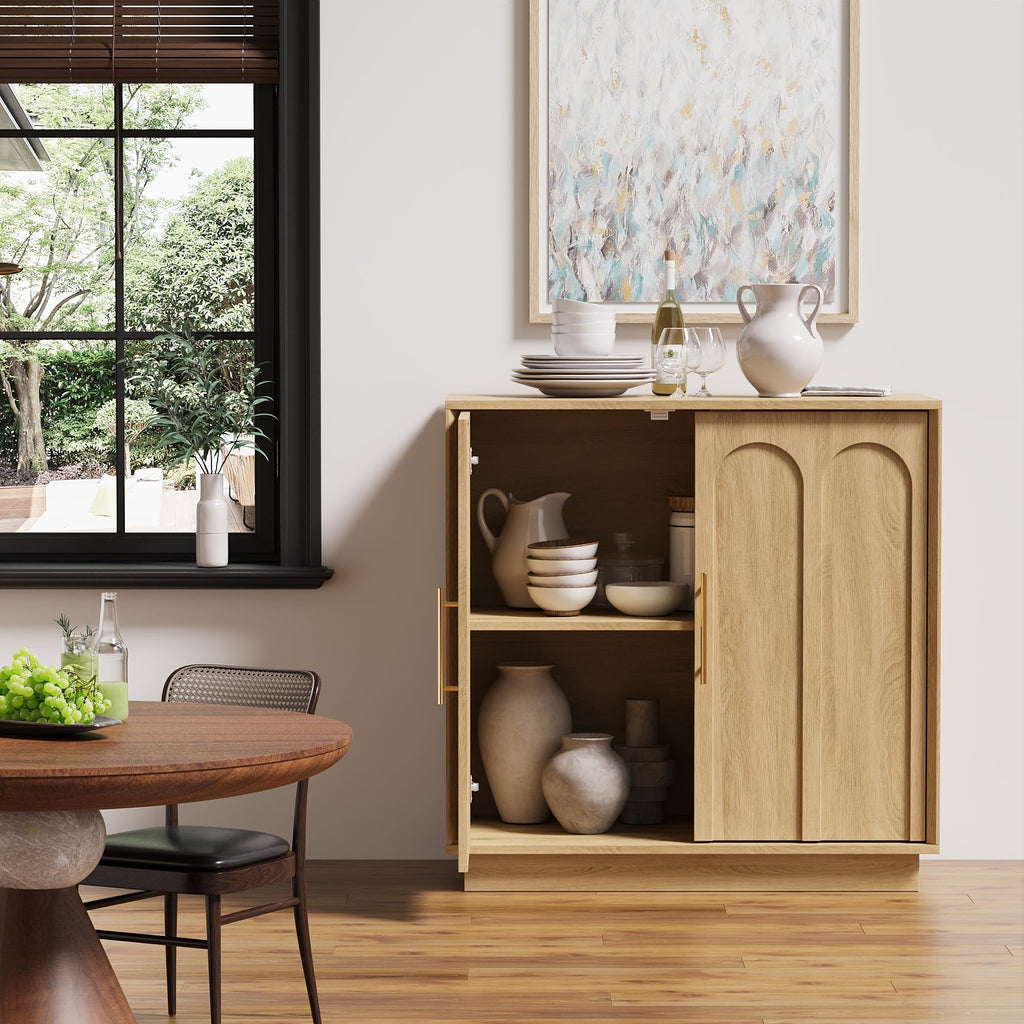 31.5" Oak Sideboard Buffet Cabinet with Storage Q151