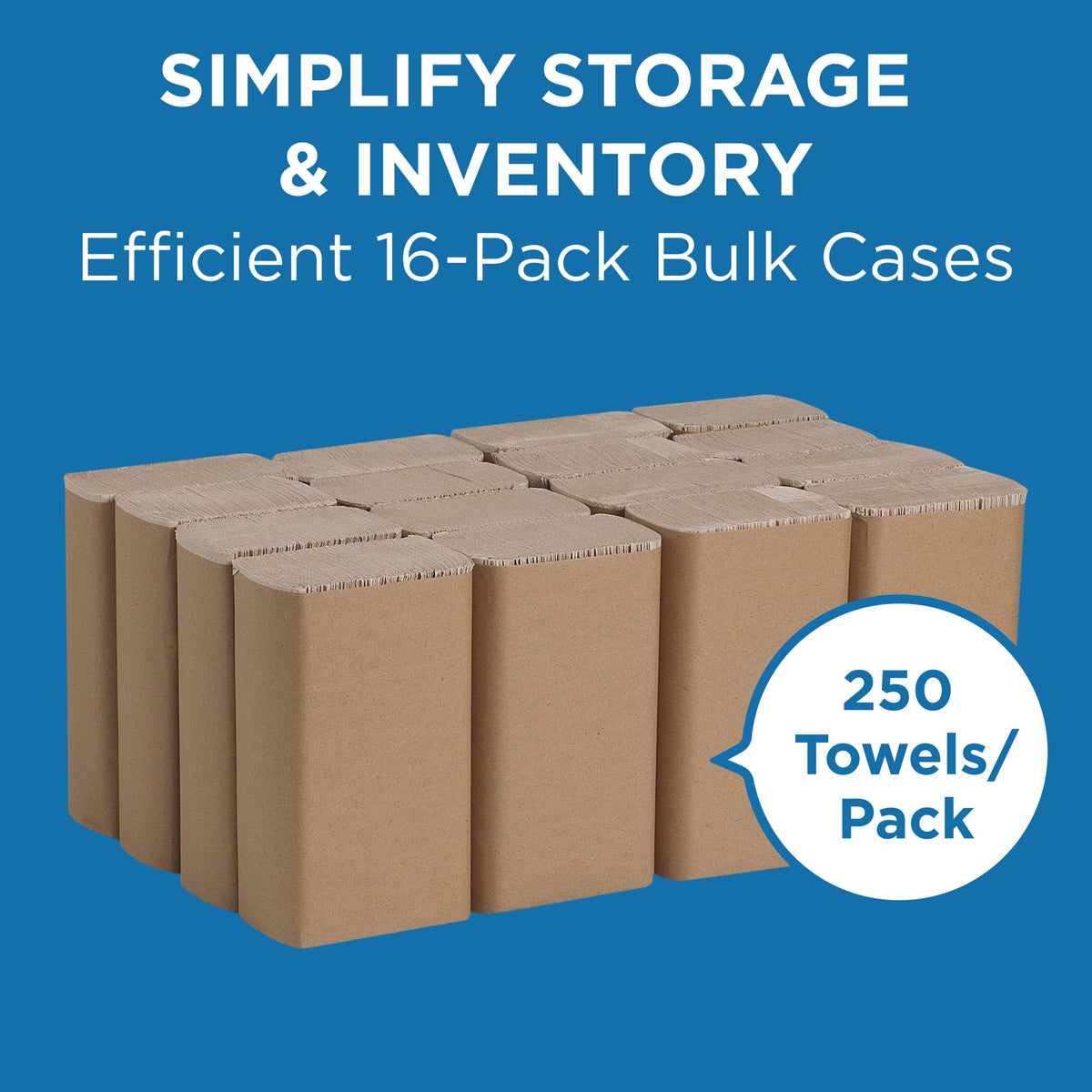 Brown 1-Ply Multifold Paper Towels, 250 Per Pack, 16 Packs K408113