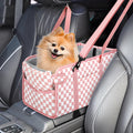 Pink Checkered Foldable Dog Car Seat D5288