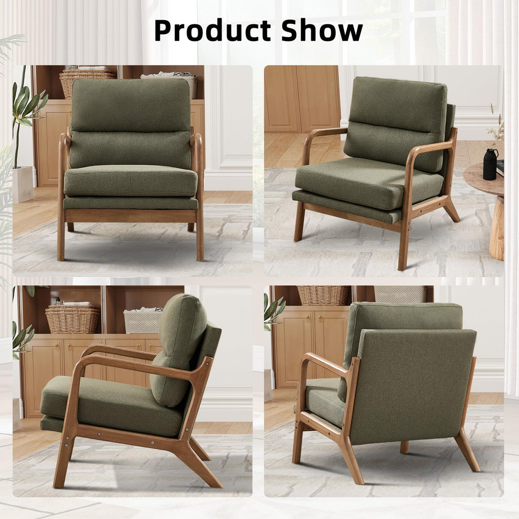Mid Century Modern Linen Accent Chair Set of 2 D769