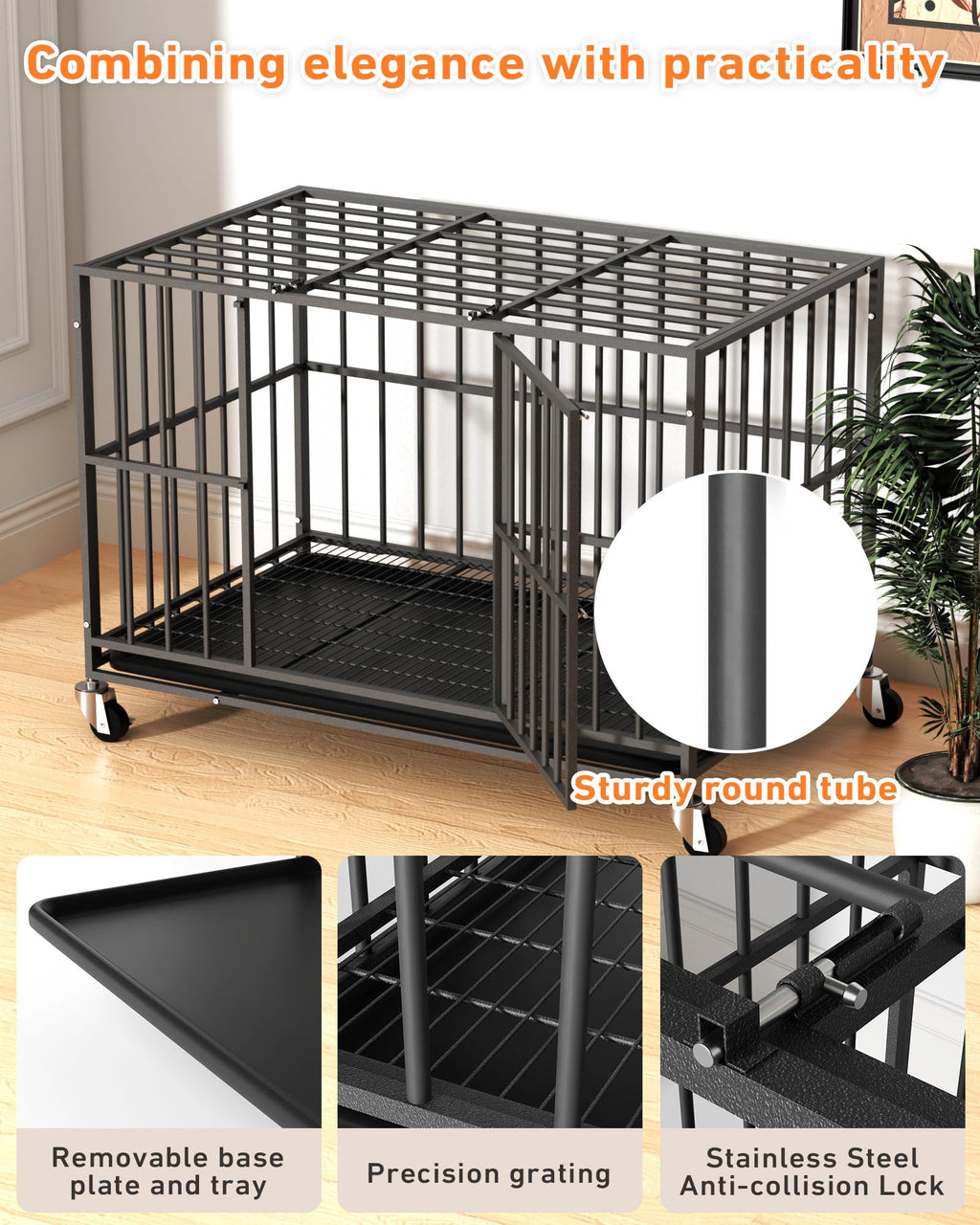 48 Inch Heavy Duty Black Dog Kennel G4633