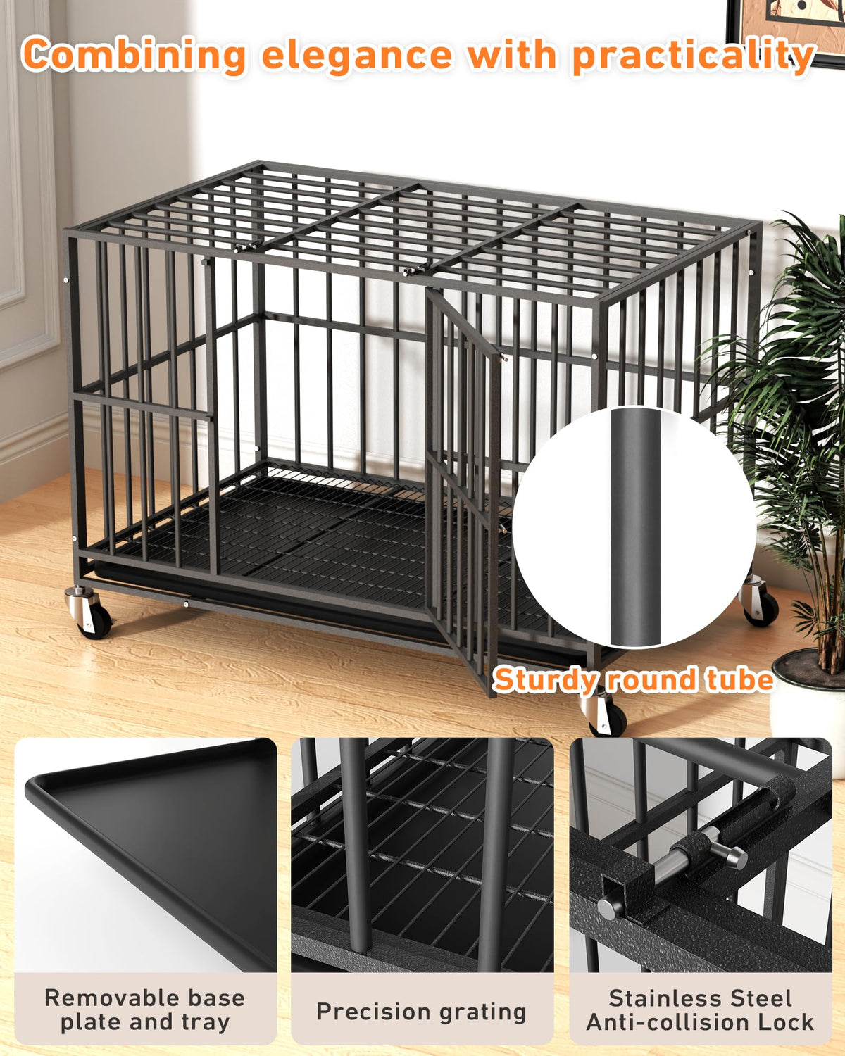 48 Inch Heavy Duty Black Dog Kennel G4633