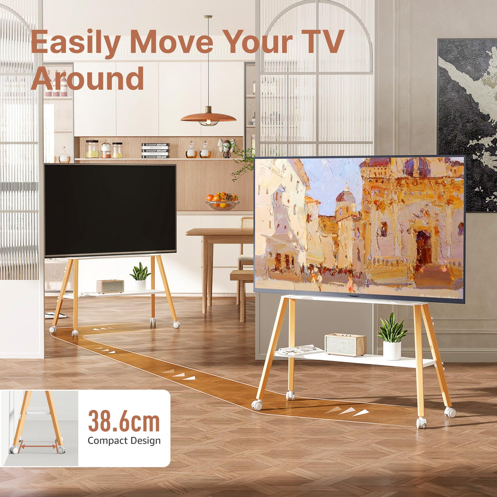 White Rolling Easel TV Stand Z825