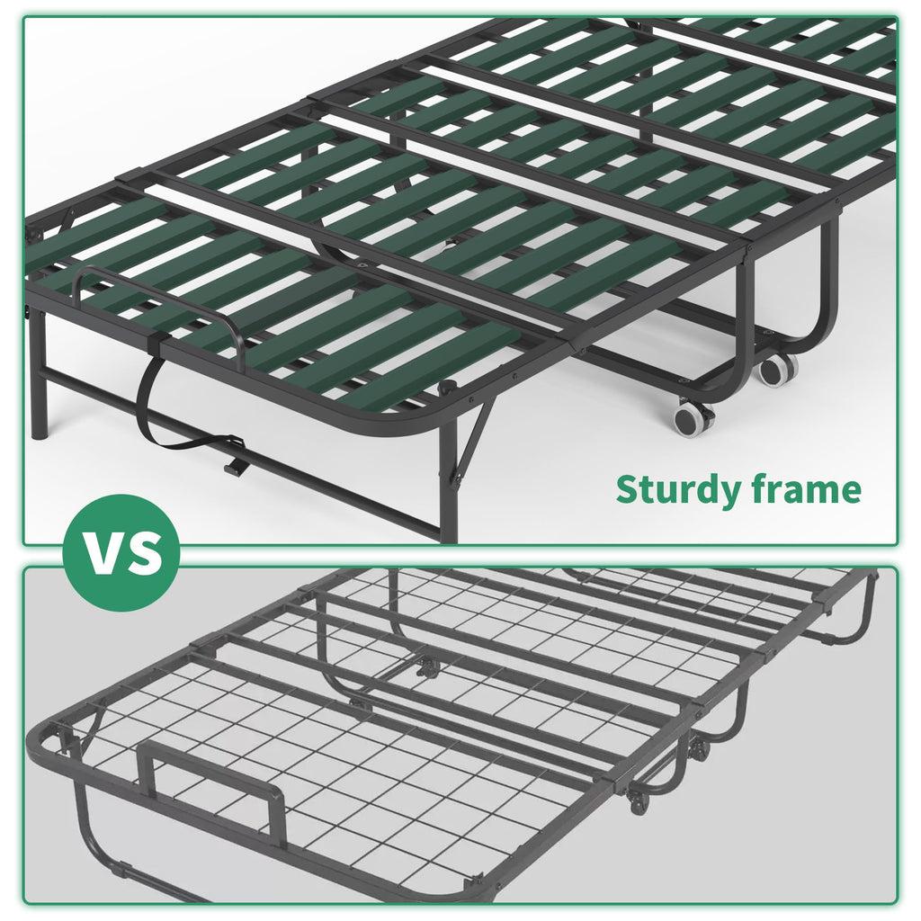 Folding Bed with Mattress, 5-Inch Memory Foam, 500lbs Capacity, Metal Frame, Adjustable Headboard R48179
