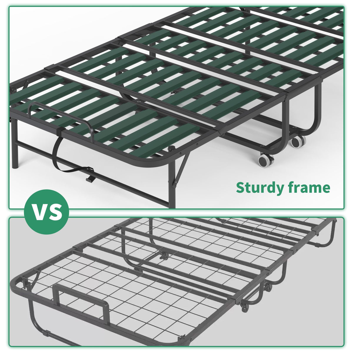Folding Bed with Mattress, 5-Inch Memory Foam, 500lbs Capacity, Metal Frame, Adjustable Headboard R48179