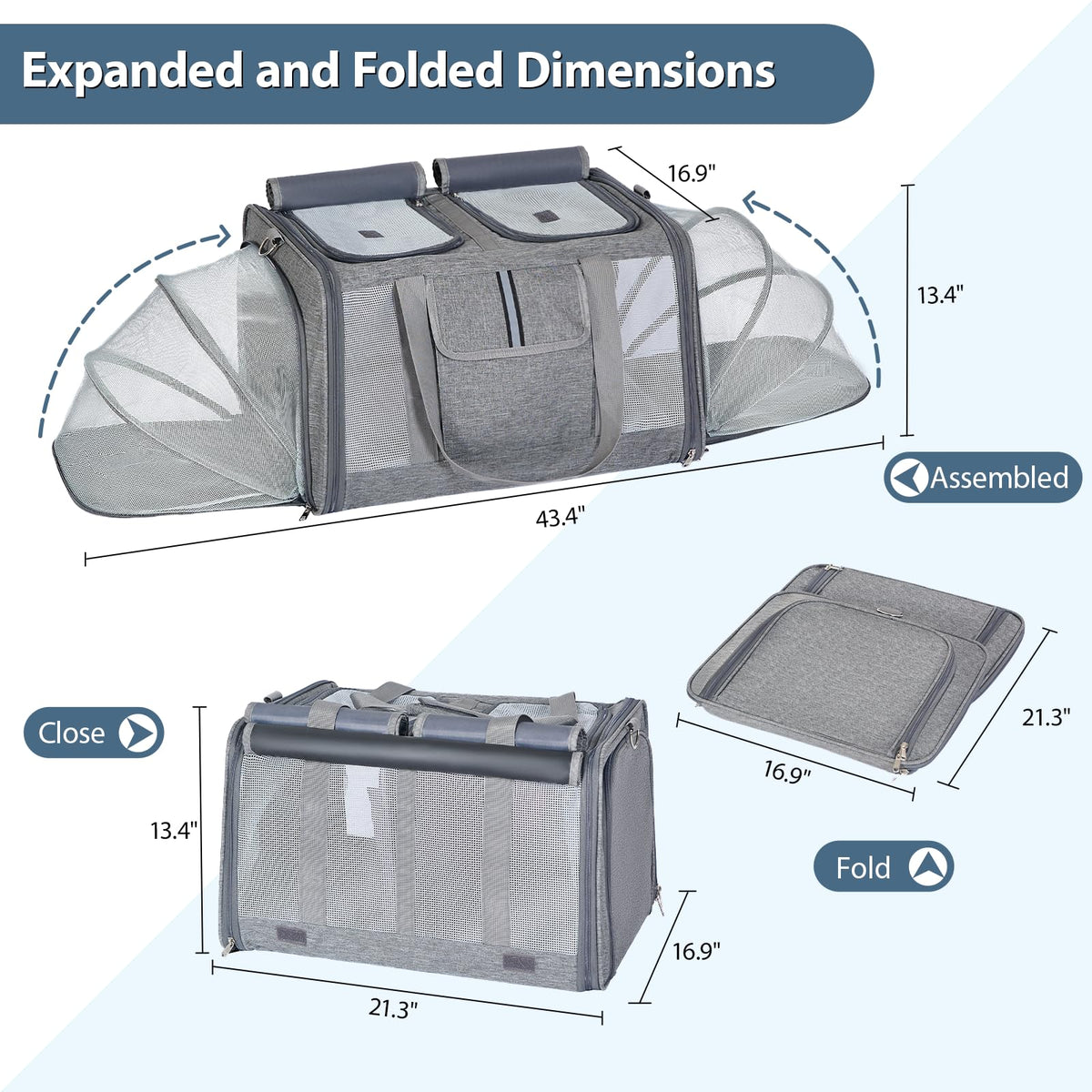 Large Expandable Soft-Sided Cat Carrier A5057