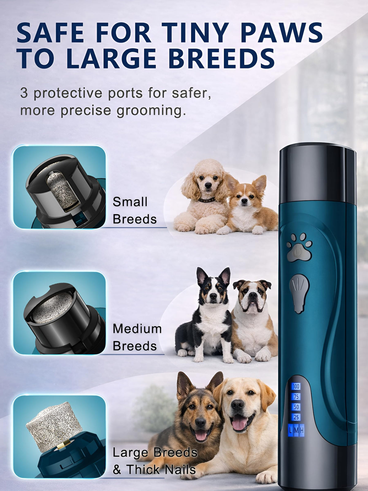 Super Quiet Dog Nail Grinder & Clippers Kit with 2 LED Lights G463557