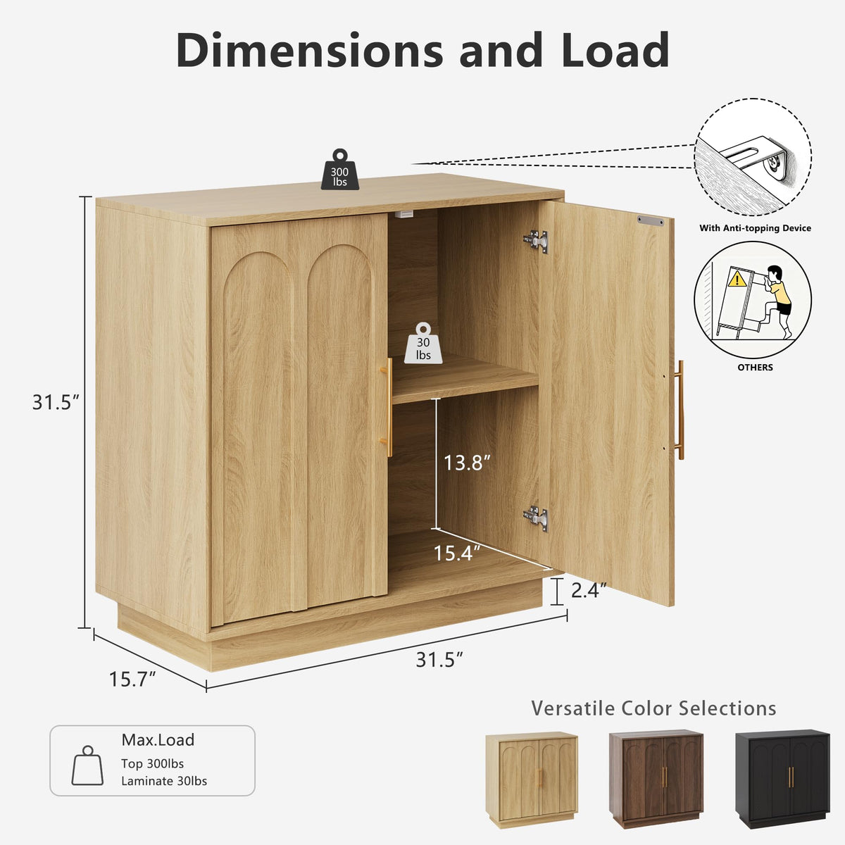31.5" Oak Sideboard Buffet Cabinet with Storage Q151