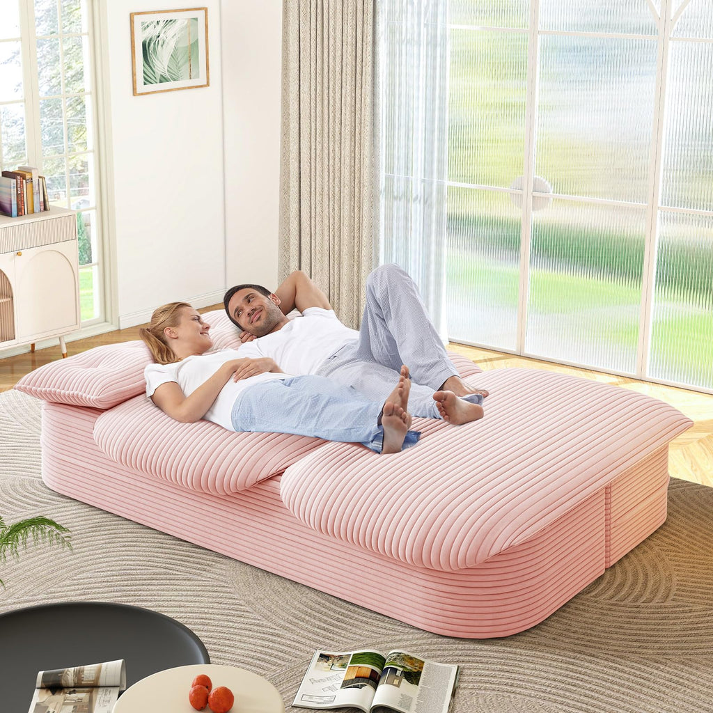 Pink Corduroy Convertible Sleeper Sofa D705