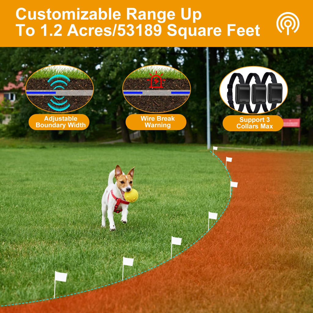 Electric Dog Fence System for 2 Dogs with 2 Waterproof Receiver Collars S989018