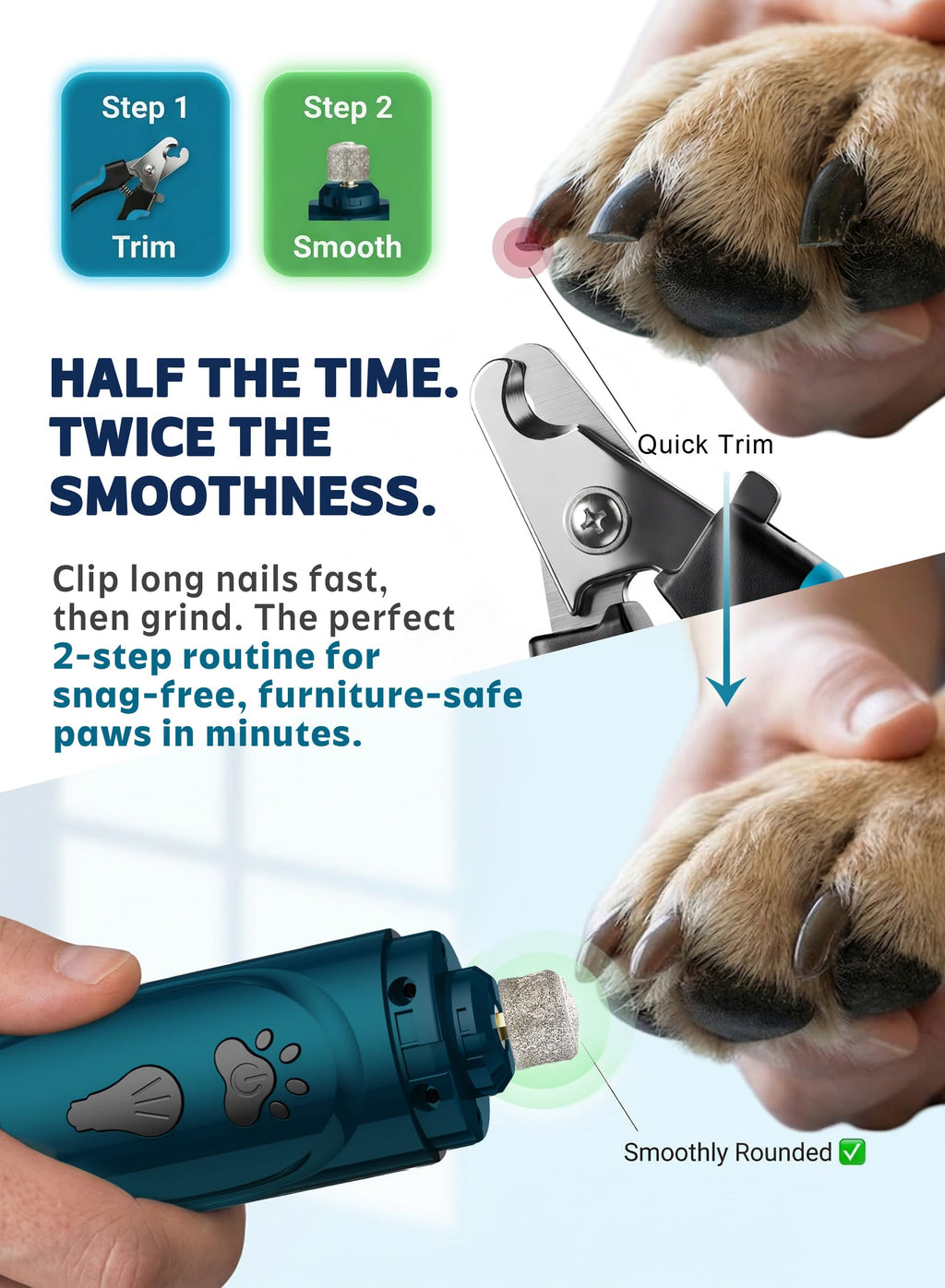 Super Quiet Dog Nail Grinder & Clippers Kit with 2 LED Lights G463557