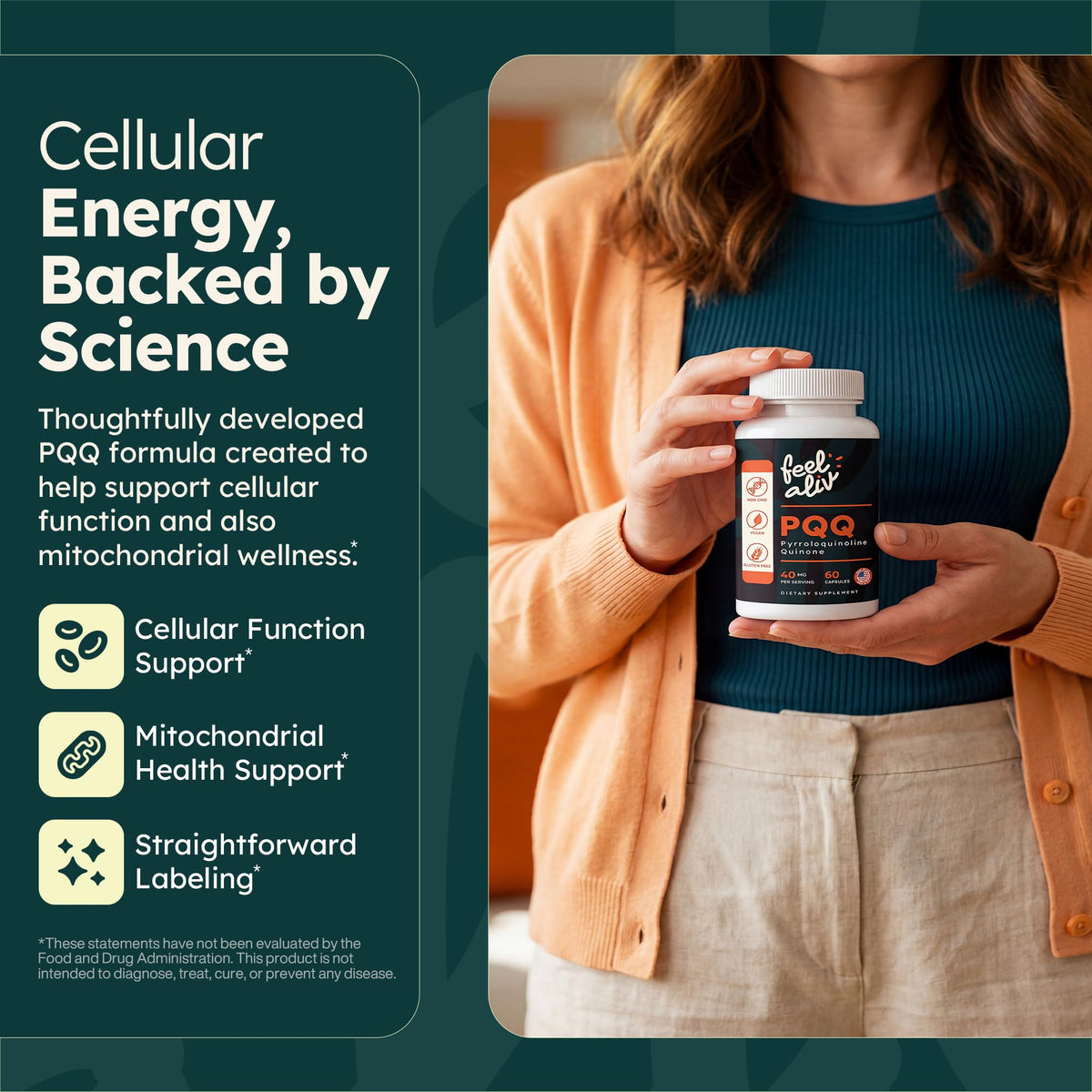 PQQ Supplement 40mg Vegan 60 Capsules L9240