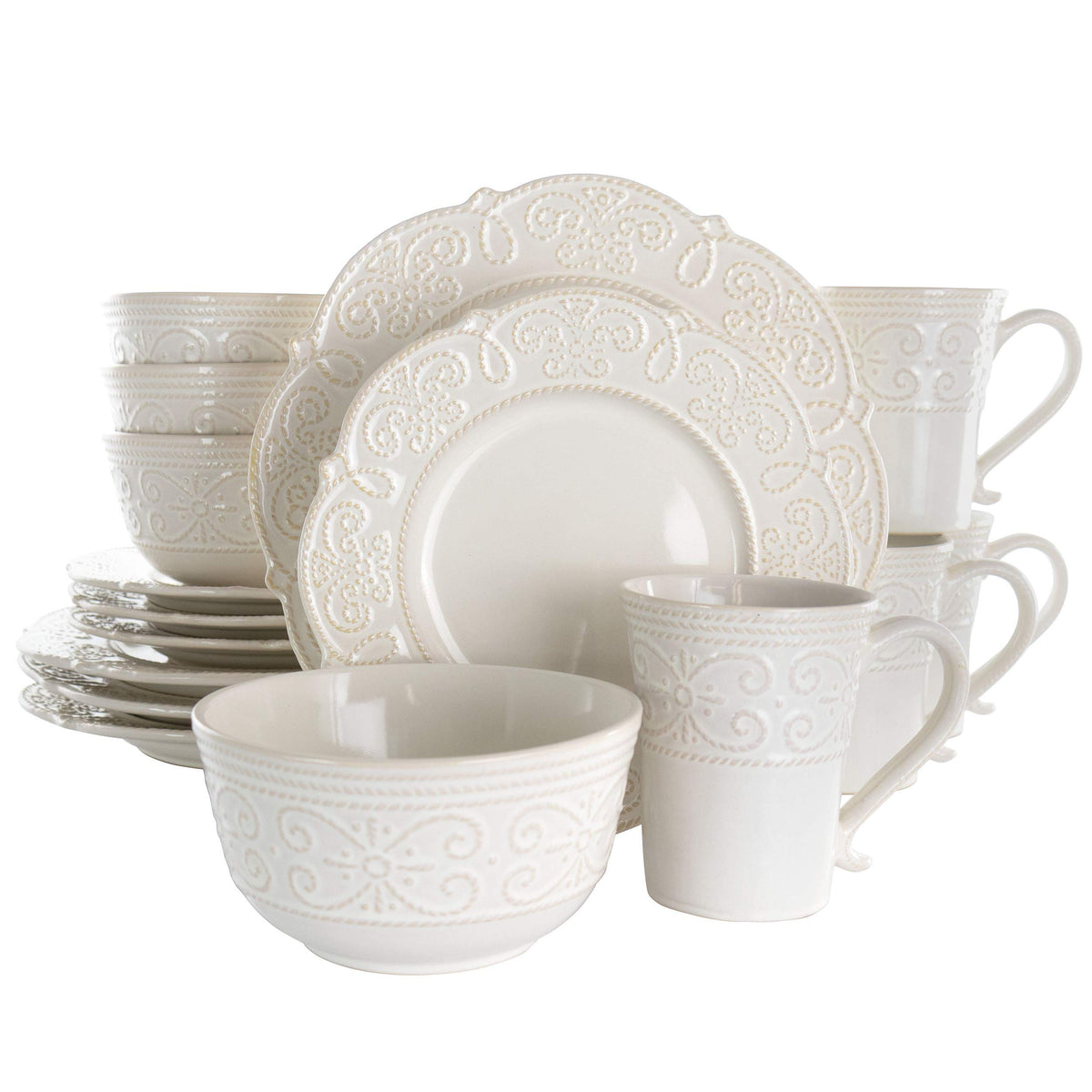 Round Stoneware 16 Piece Dish Set W196859