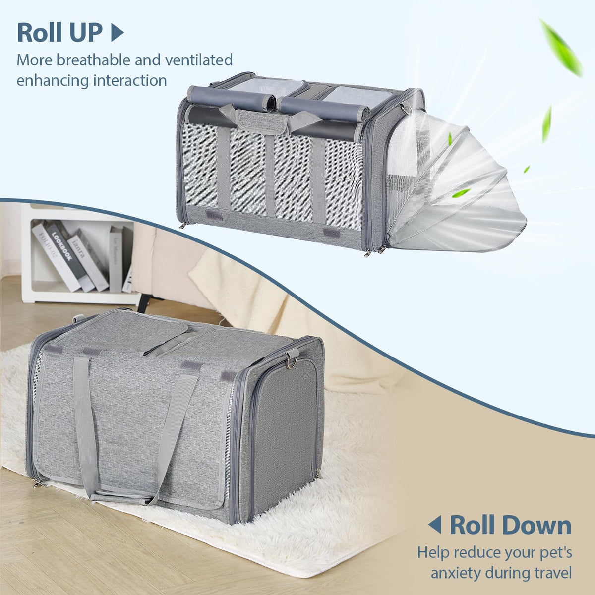 Large Expandable Soft-Sided Cat Carrier A5057