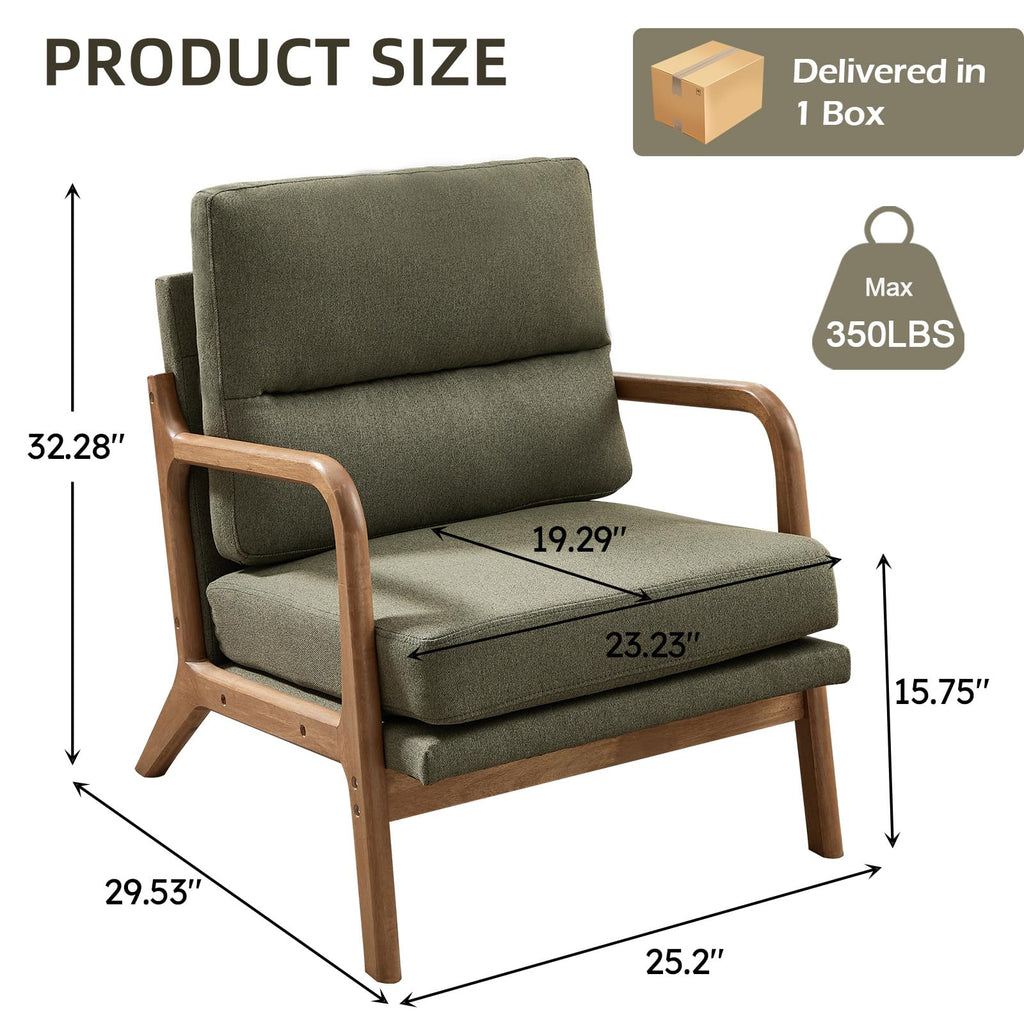 Mid Century Modern Linen Accent Chair Set of 2 D769