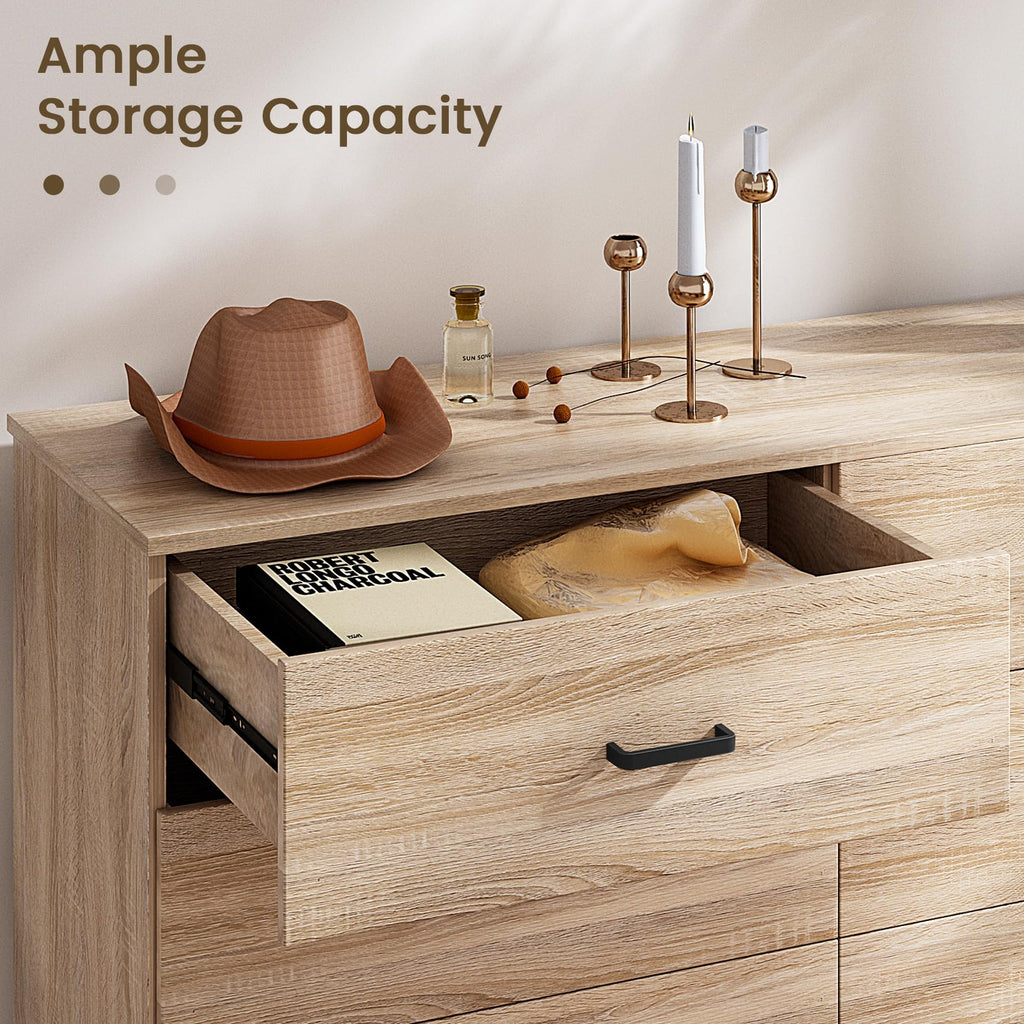 Light Oak 6 Drawer Dresser Y562