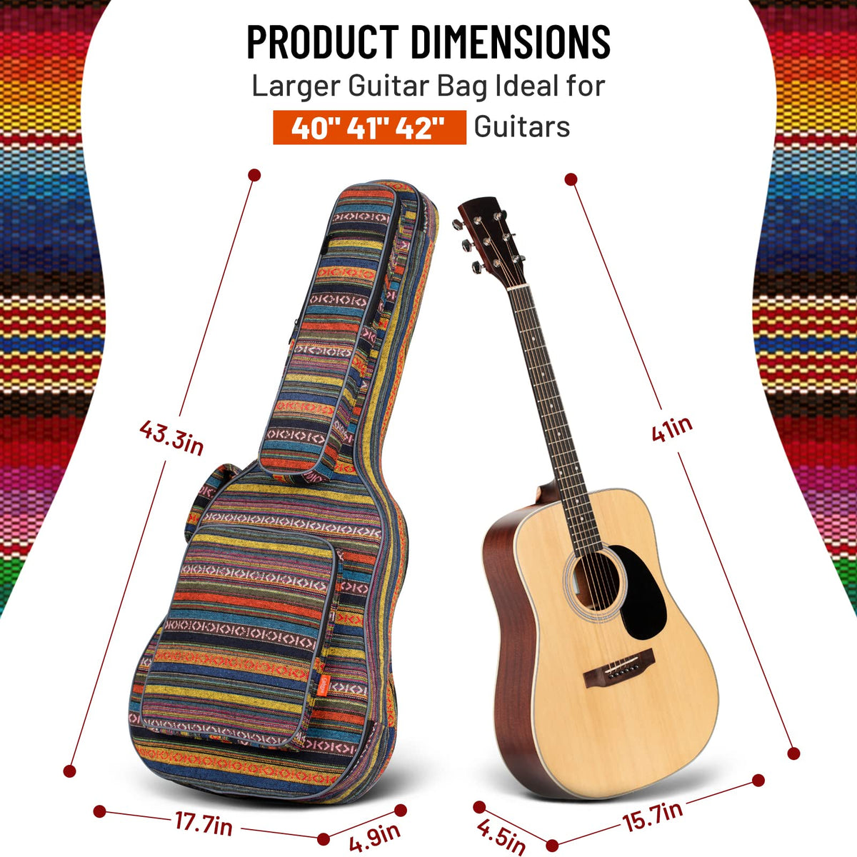 0.65in Thick Sponge Padded Acoustic Guitar Bag V329783