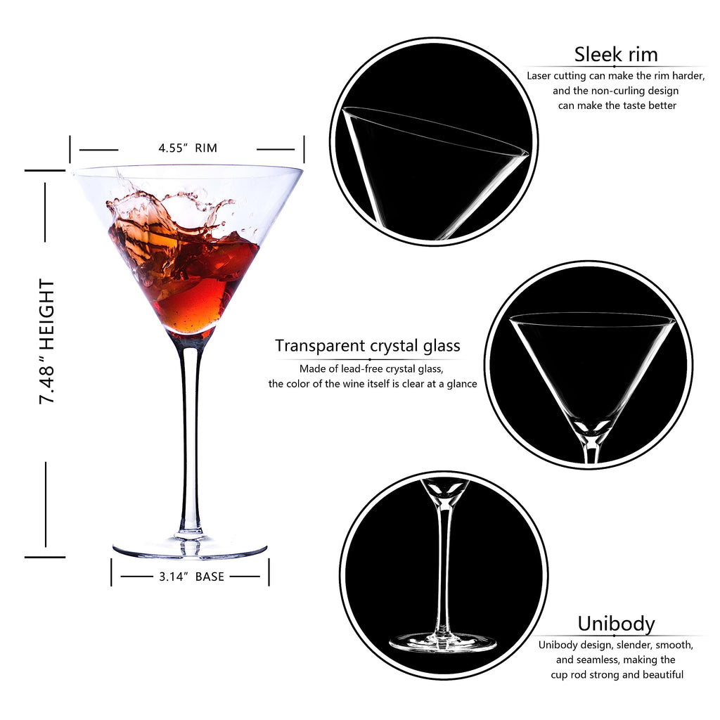 Martini Glasses Set of 4 Hand Blown 9.5oz J437
