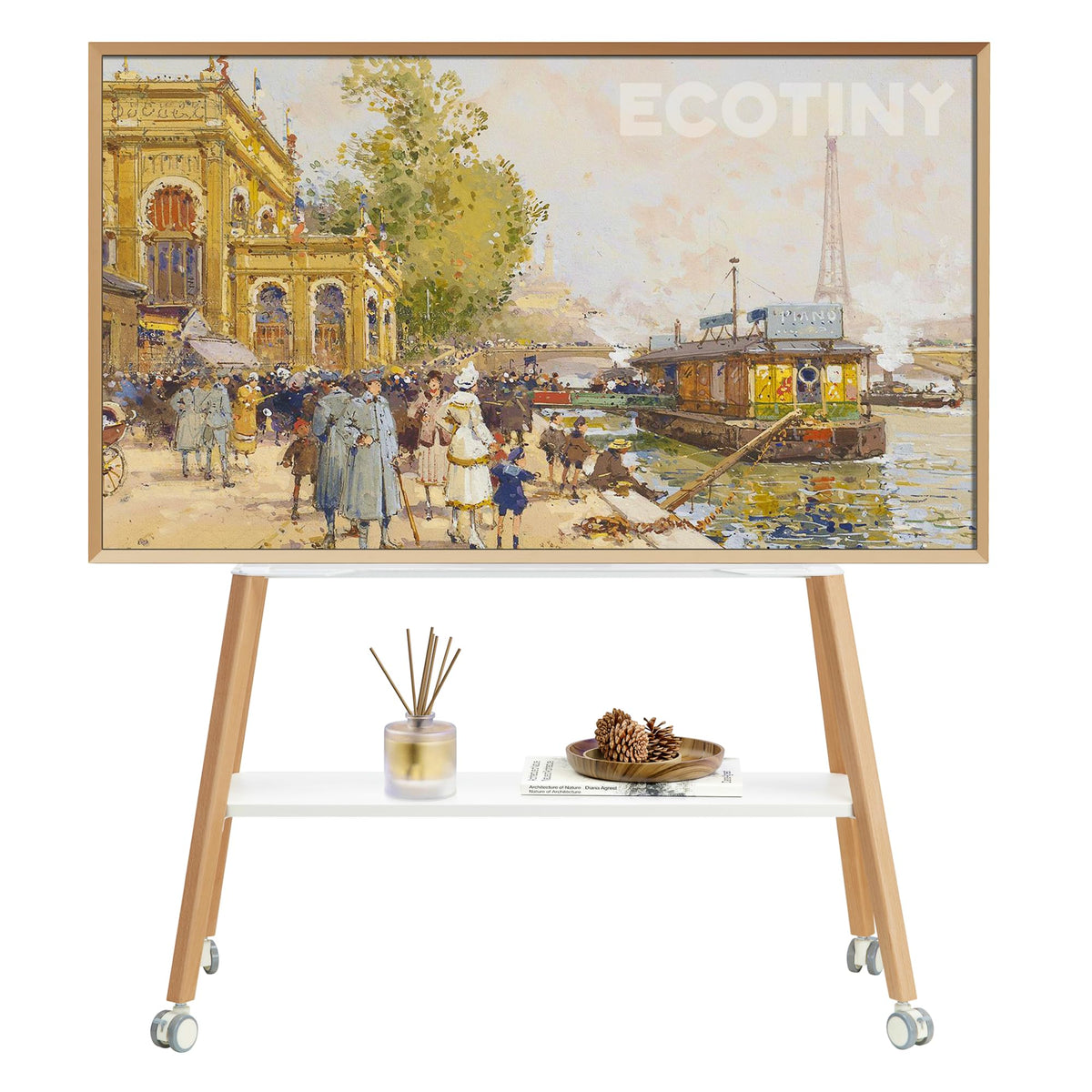 White Rolling Easel TV Stand Z825