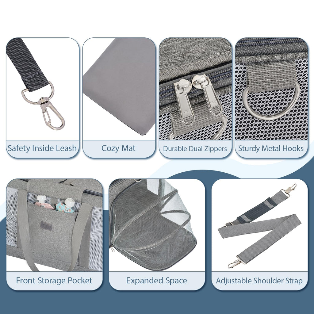 Large Expandable Soft-Sided Cat Carrier A5057